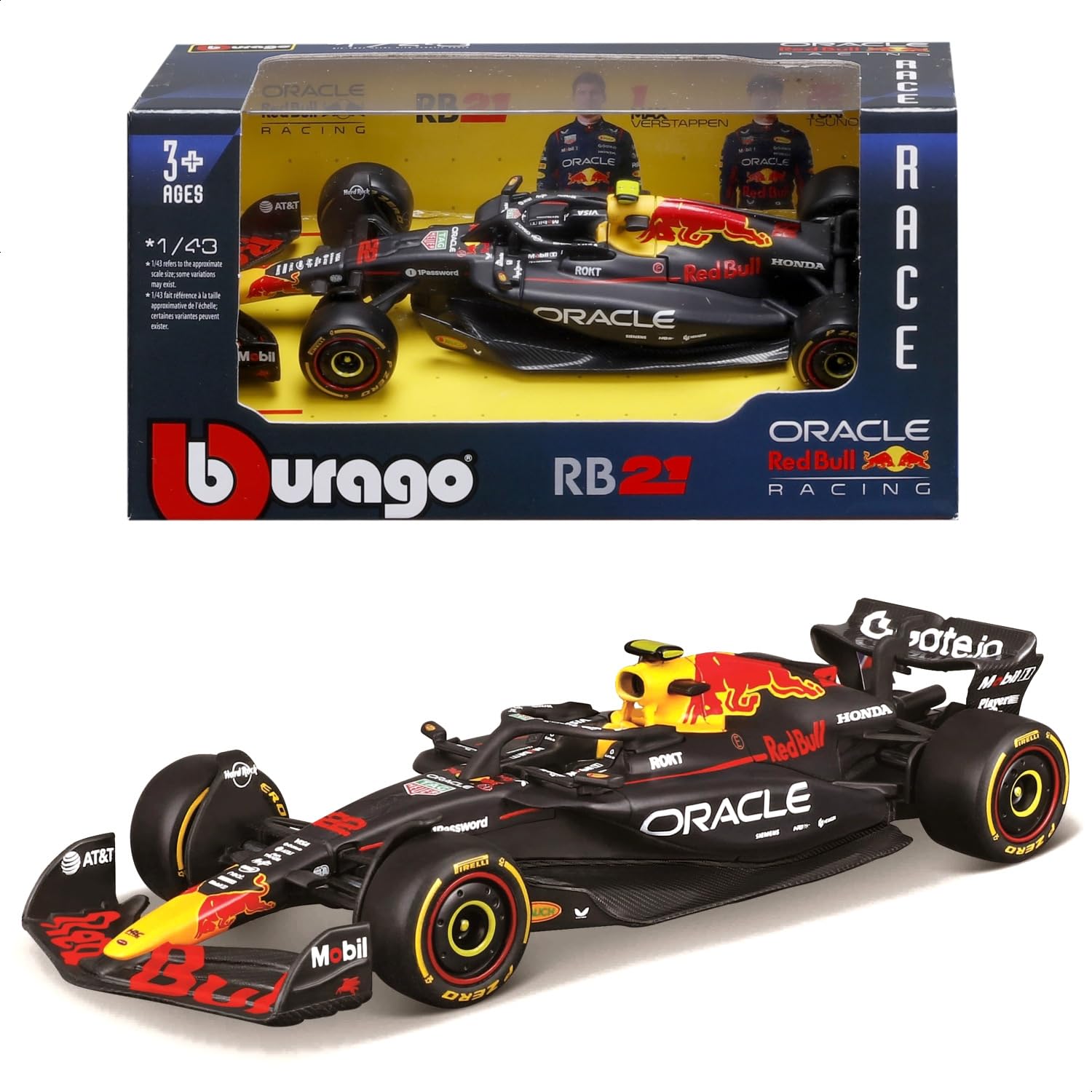 Bburago - F1 Red Bull Racing RB21 2025#22 Tsunoda, 1:43 Scale diecast car with authentic details, replica F1 Red Bull, Official decoration, Recommended Age 3+ years