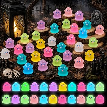 108 Pcs Halloween Luminous Mini Resin Ghost Figurines