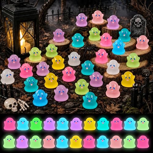 108 Pcs Halloween Luminous Mini Resin Ghost Figurines | Glow