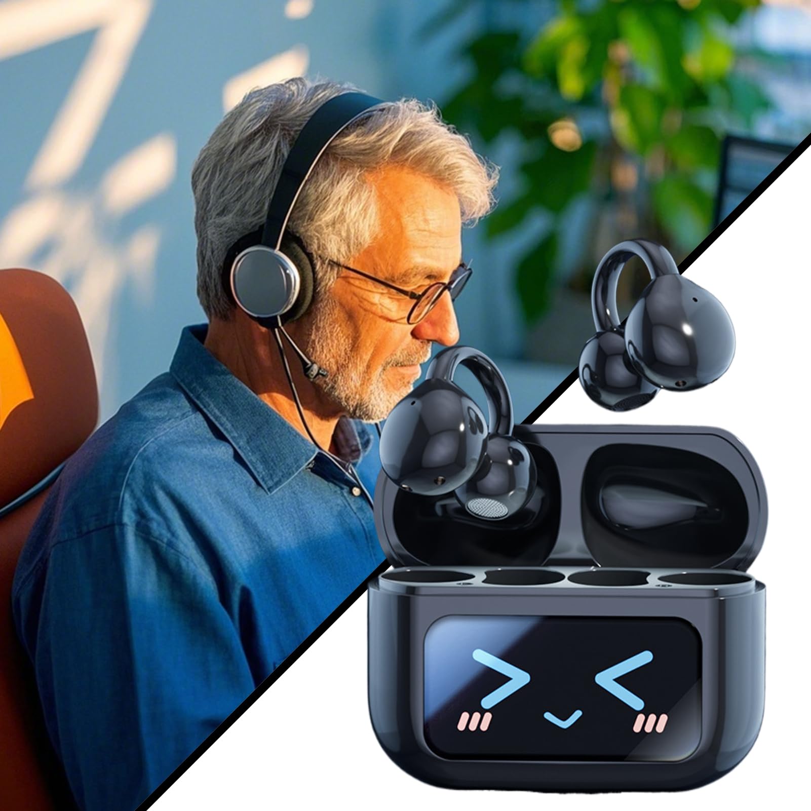 Auricolari intelligenti, auricolari touchscreen | Clip wireless intelligente su cuffia,AI TRADUZIONE AI CANCELLA DI TRADUZIONE Cancellette per le orecchie sportive impermeabili per la traduzione del l