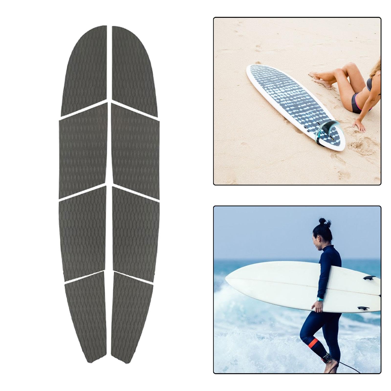 B Baosity 8X Surfboard Traction Pad Surf Traction Pad Decking Accessories Deck Tail Pads Deck Grip Mats for Grip Surf Water Sports, Gray