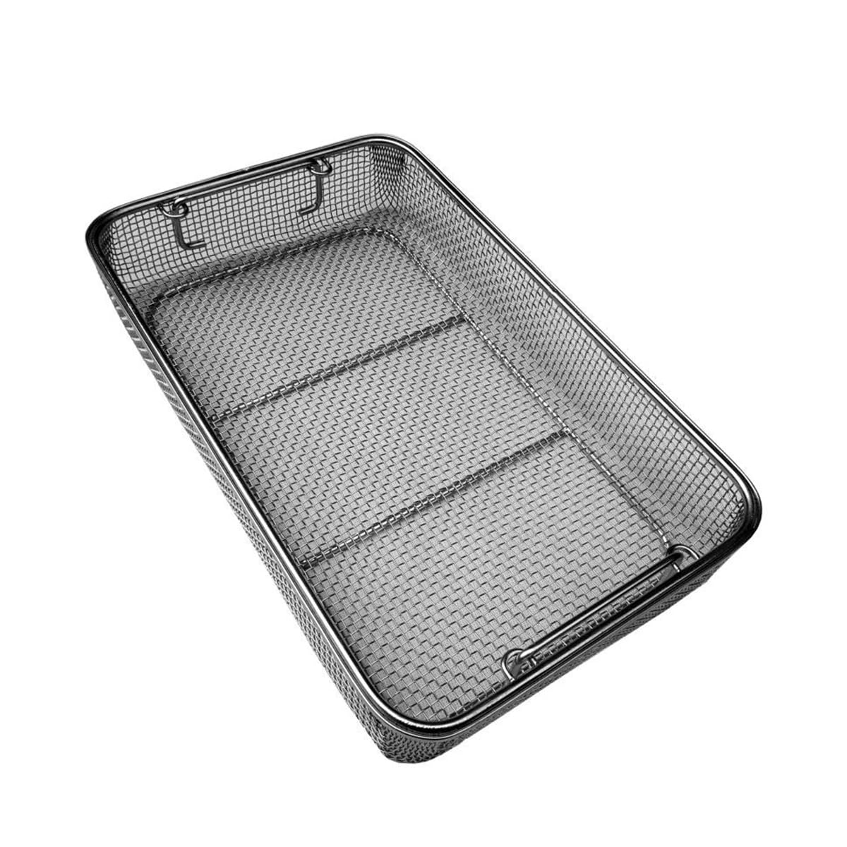 Medizinischer Desinfektions-Reinigungskorb aus Edelstahl 304, Ultraschall-Reinigungskorb für chirurgische Instrumente, Sterilisationstablett mit perforierten Netzkörben,25 * 20 * 7cm