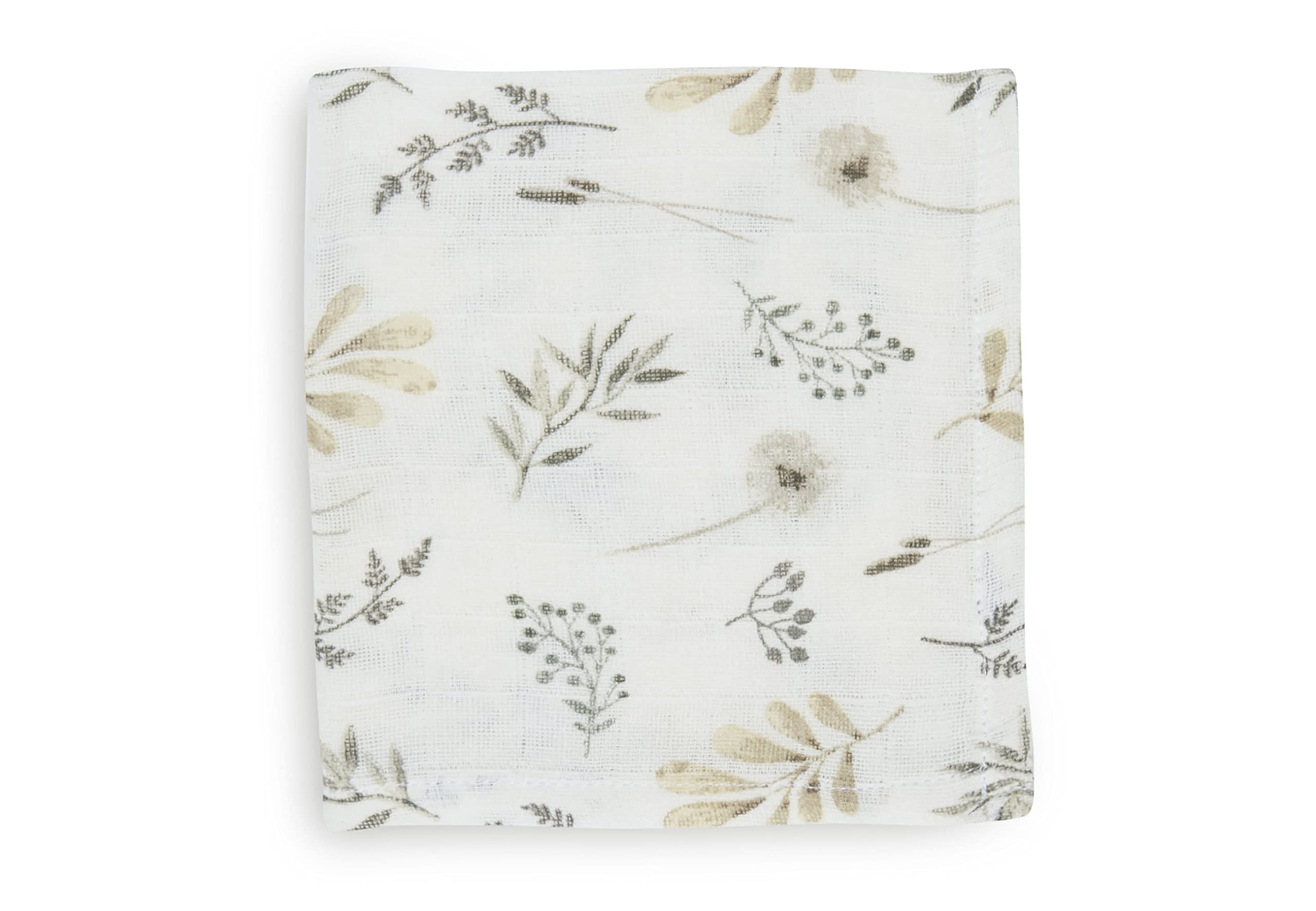 Jollein 537-848-66059 Spucktücher Mundtücher Musselin 3er Set Wild Flowers/Wilde Blumen weiß (31x31 cm)
