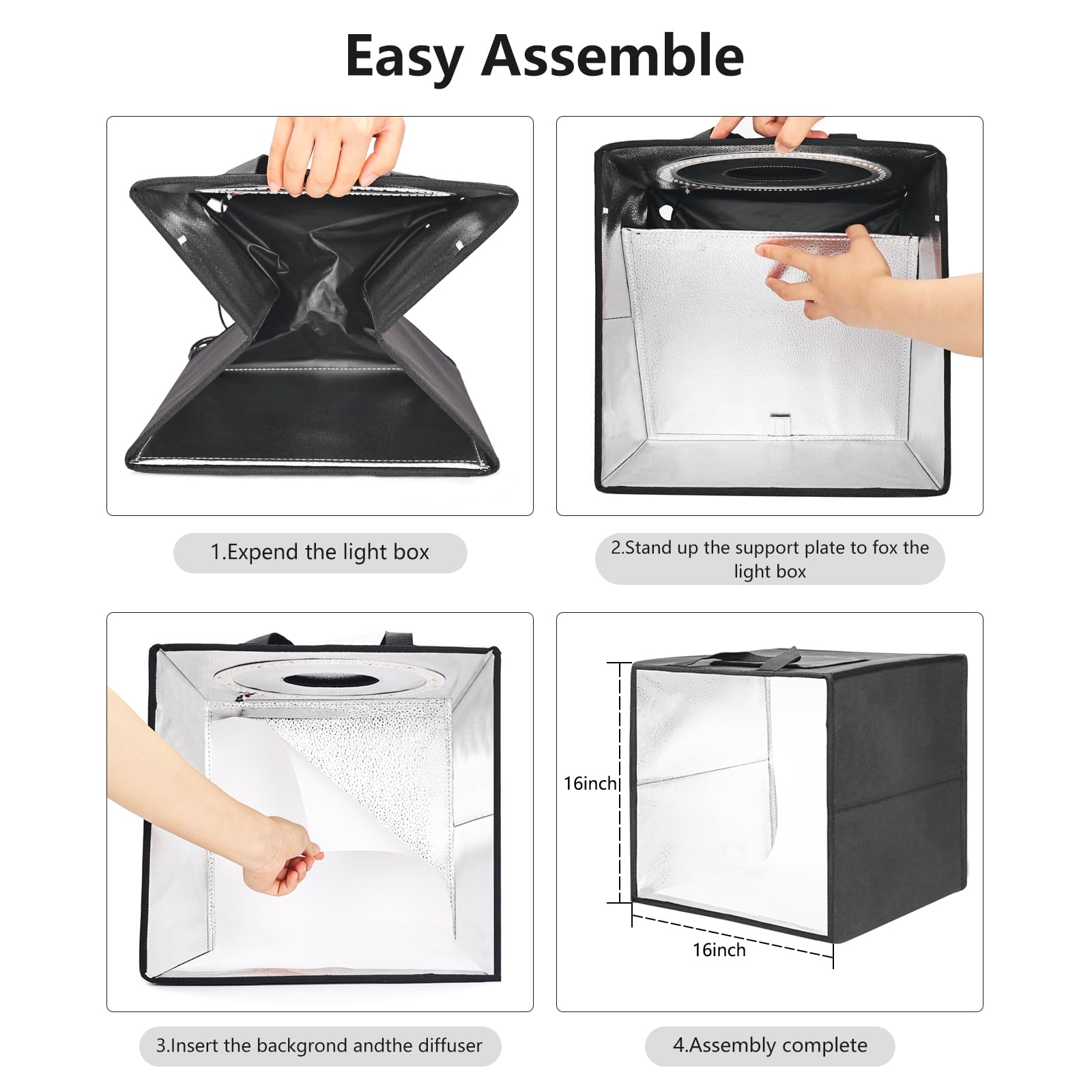LUXCEO Portable Studio Light Box 40x40x40 cm,Set Studio Fotografico Portatile con 120 LED Luci Regolabili, CRI > 95 Con 6 colori Sfondo Facile da montare e trasportare