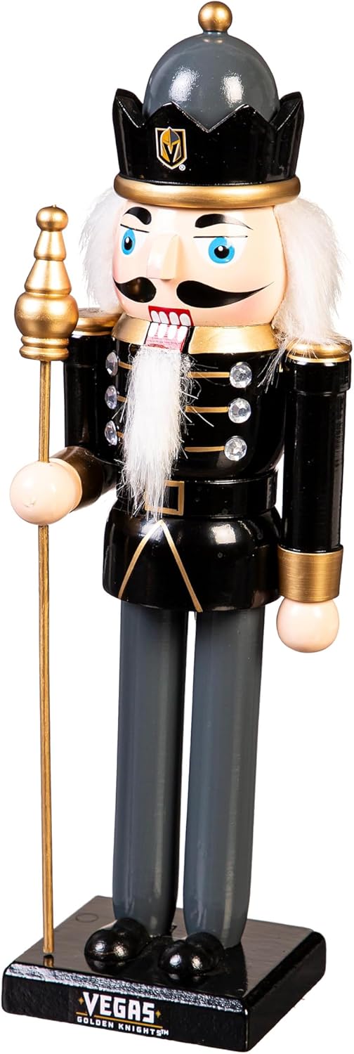 Team Sports America NHL Nutcracker Statue, 12 Inch Wooden Christmas Nutcracker Figure, Holiday Tabletop & Shelf Décor, Festive Home Decoration and Gift for Hockey Fans (Vegas Golden Knights)
