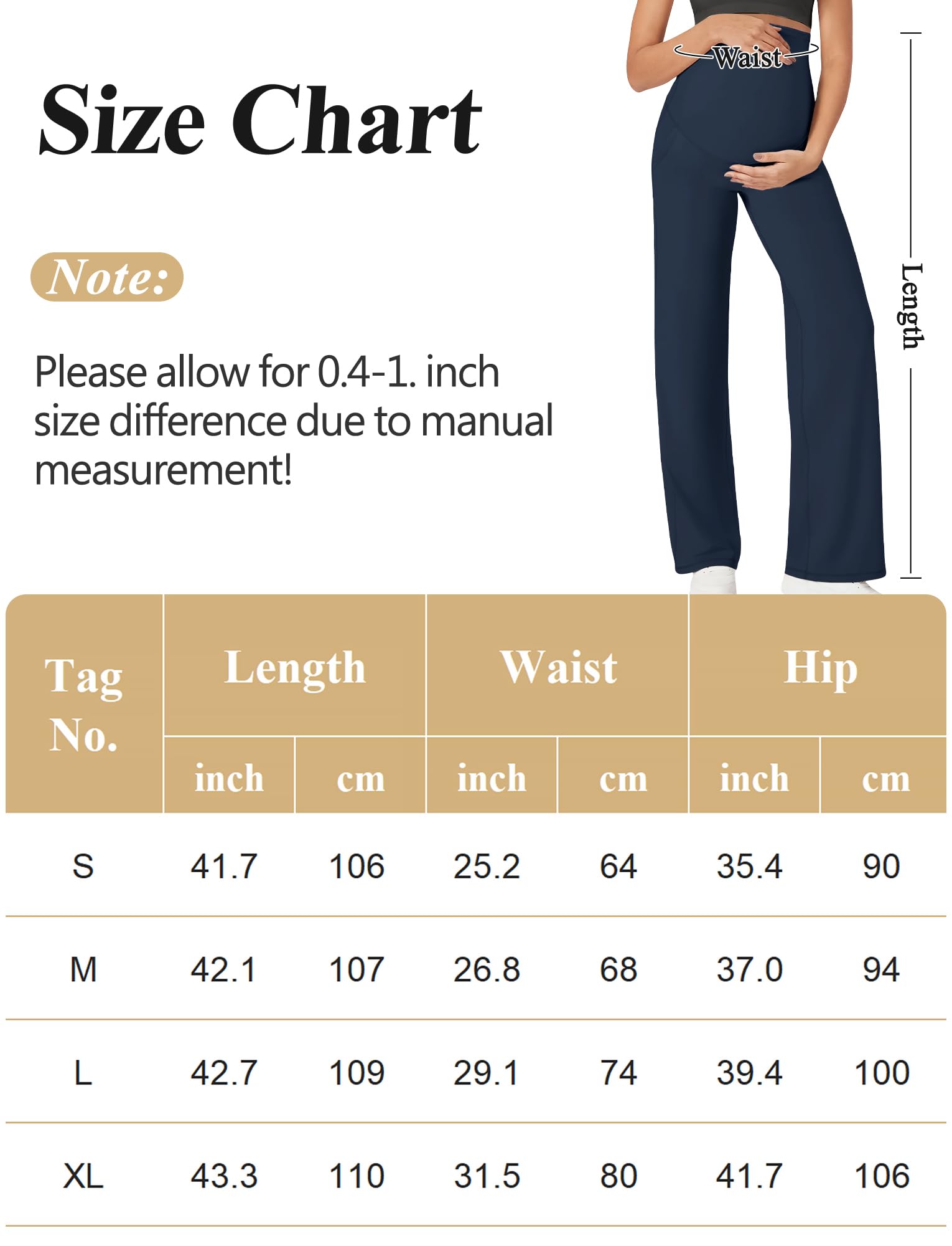 FEOYA Leggings Premaman con Tasche, Pantaloni Gravidanza Vita Alta Supporto, Gamba Larga Yoga Palestra, Elasticizzati per Donna in Gravidanza S-XL