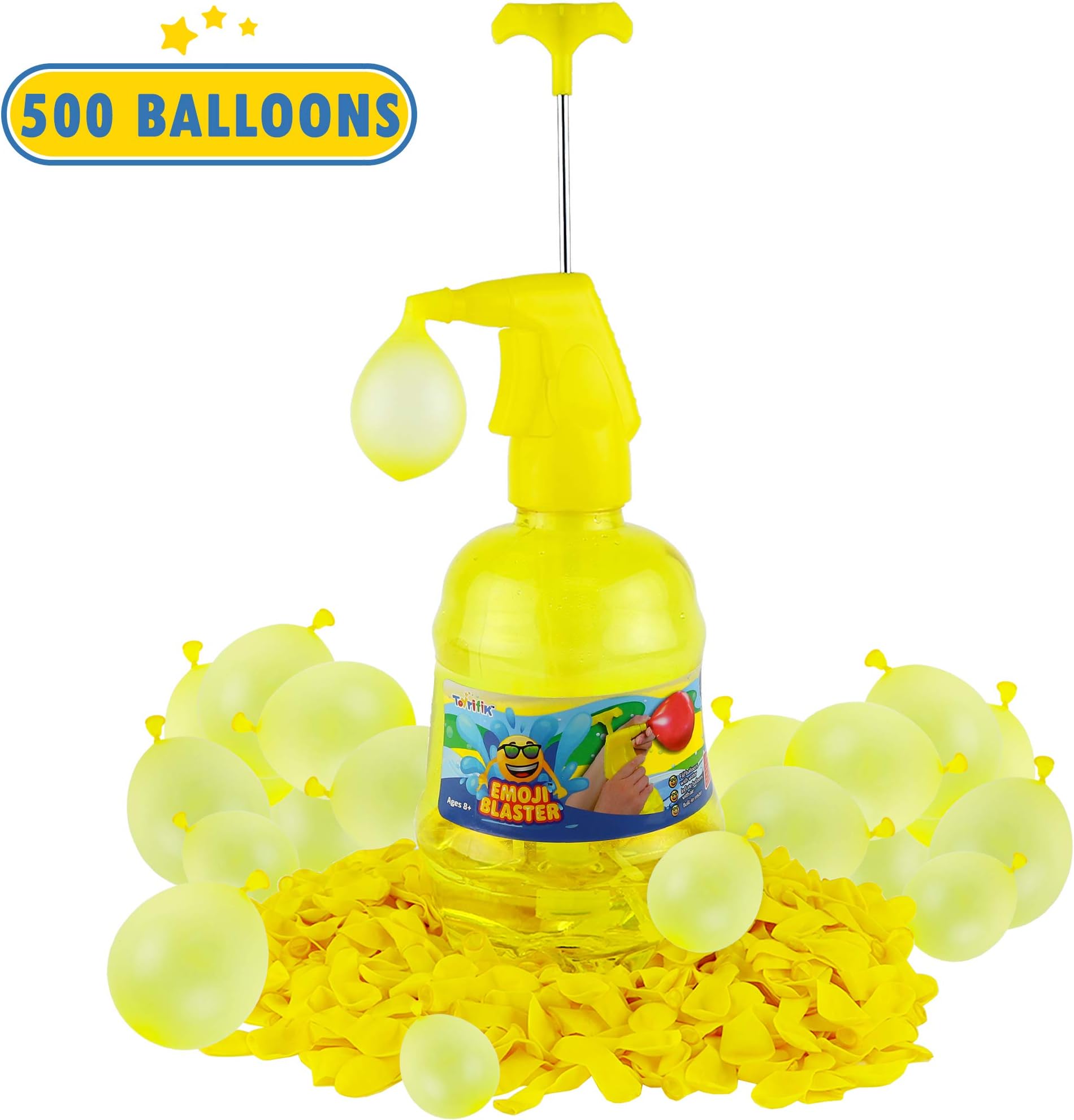Water/Air Balloon Pumping Station Emoji Blaster - 500 Balloons Water Filler Balloon Pump Kit- Summer Outdoor Backyard Fun Activity For Kids