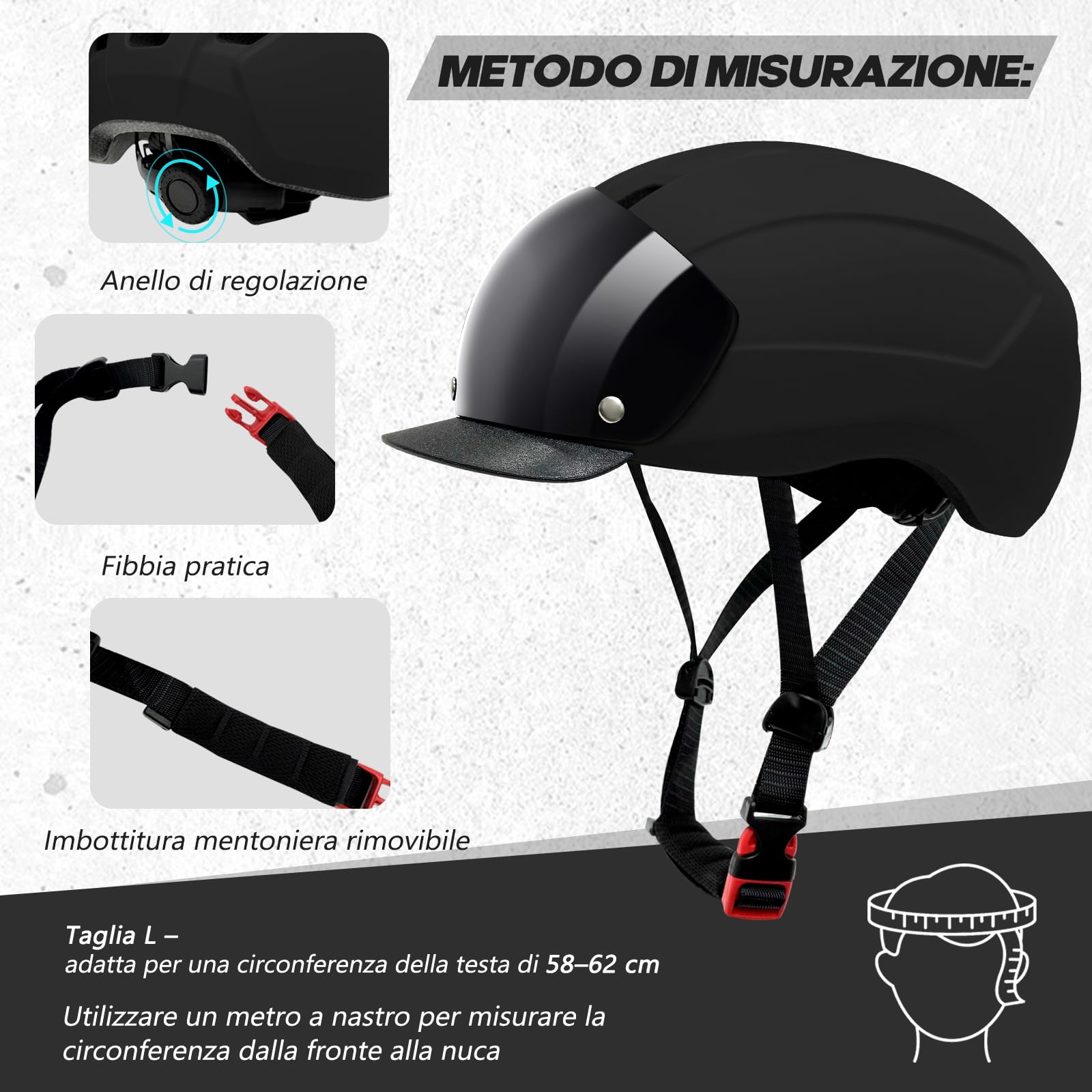 LeapBeast Casco Urbano Unisex,Casco da Bicicletta Leggero con Visiera Parasole e Occhiali Magnetici Staccabili, Misura Regolabile,Calotta in PC, Adatto per Bici Elettriche,MTB e Bici da Città