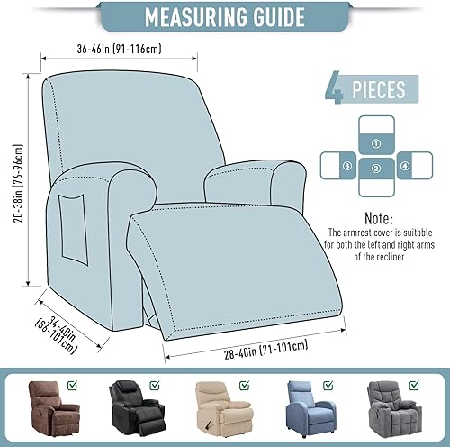 Vista 197 de TAOCOCO Funda para sofá biplaza reclinable, 6 piezas, fundas de sofá reclinable dobles para sofá biplaza reclinable doble de 2 asientos, protector