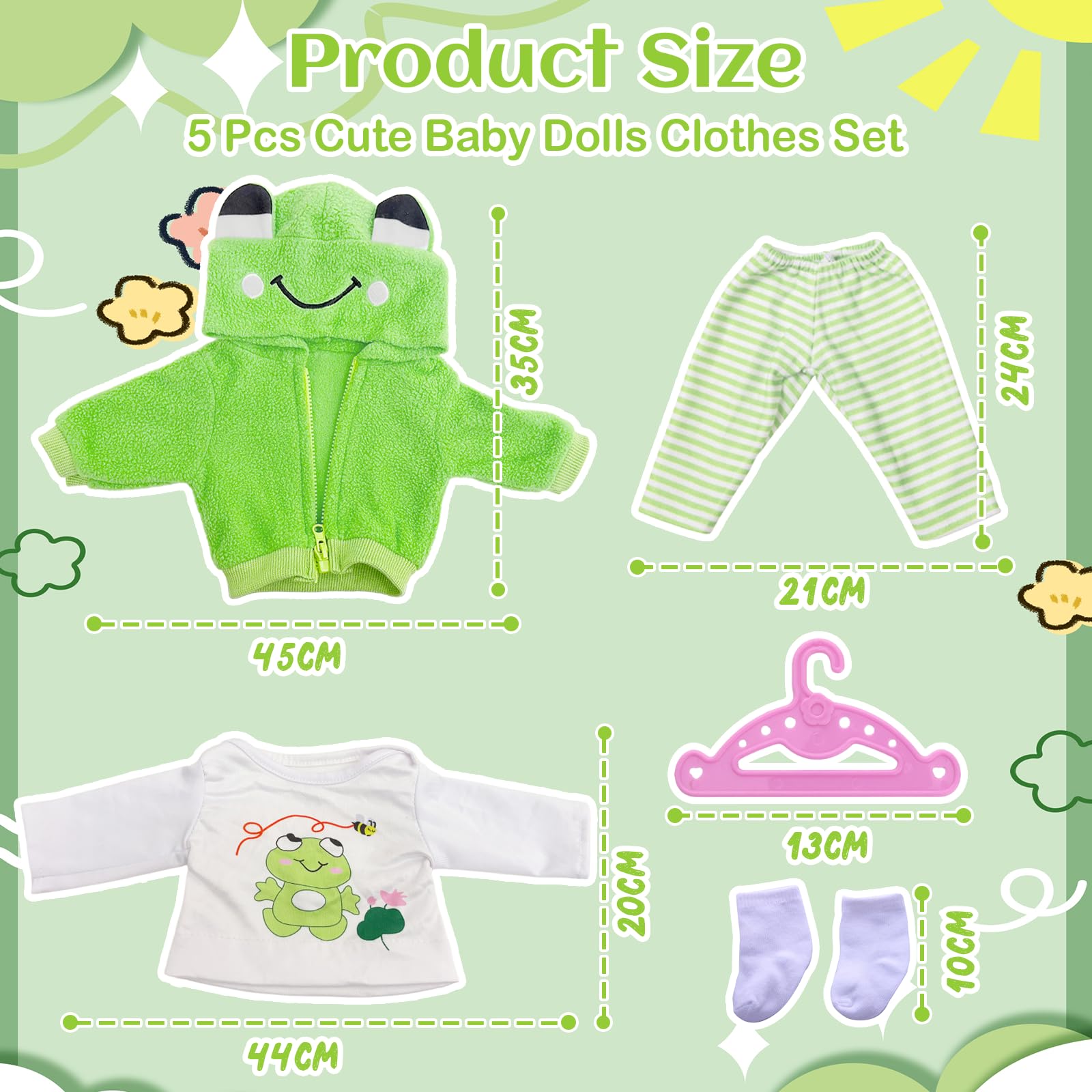 5 Pcs Doll Clothes for 20-22inch Baby Doll - Image 2