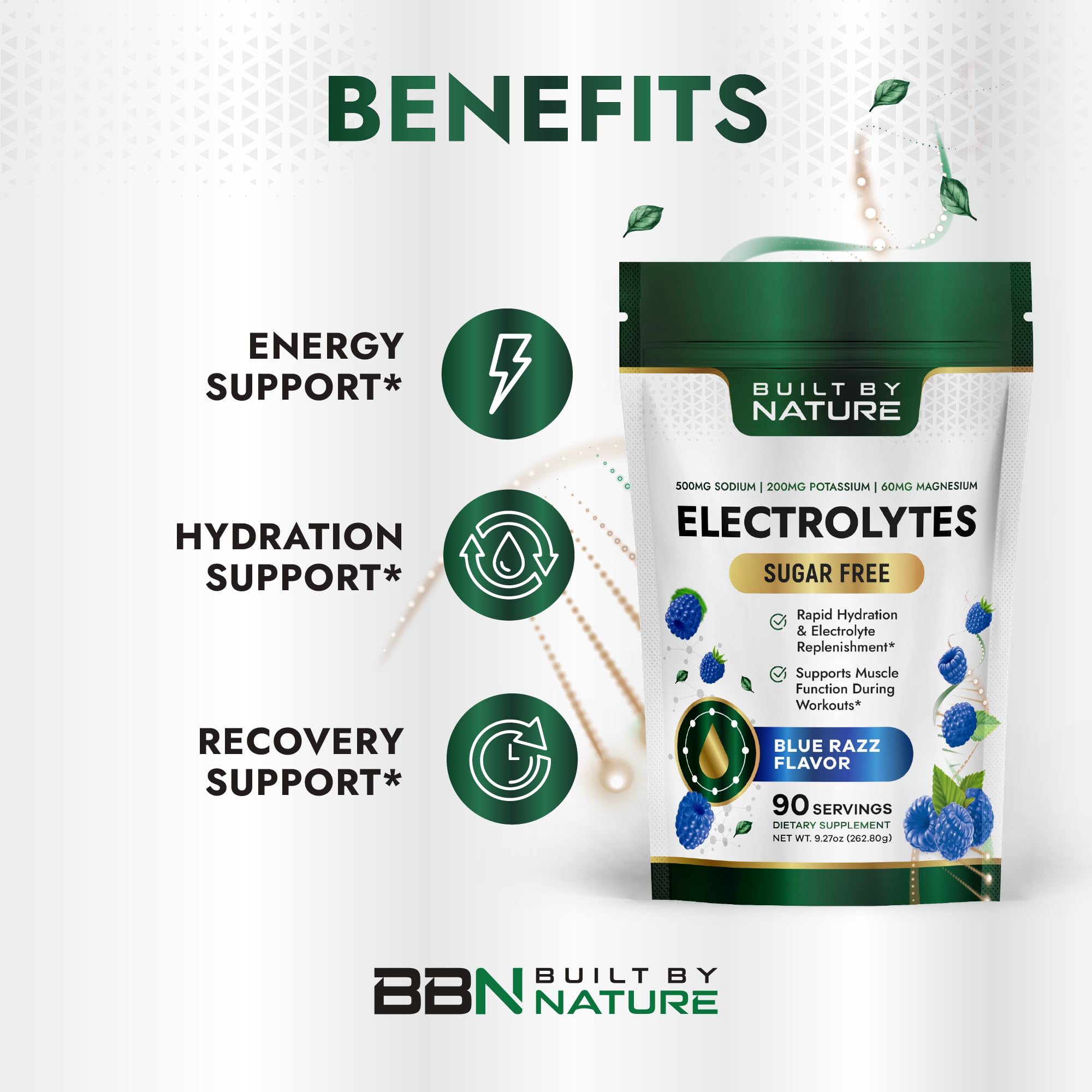 Built By Nature Electrolytes Powder, Blue Razz Flavor, 90 Servings — Amazon image 3