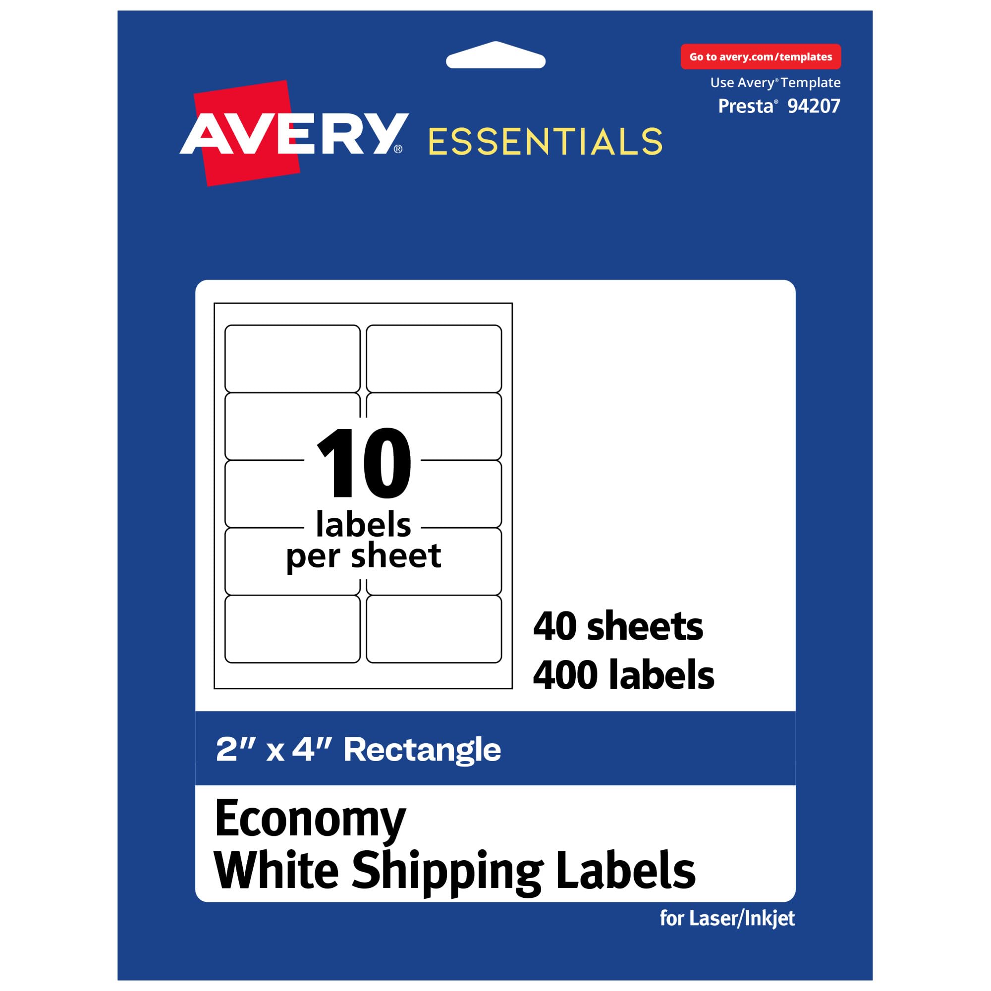 Avery Matte White Rectangle Labels, 2" x 4" Labels, 400 Total, Laser/Inkjet Printable, Great for Product Merchandising, Barcodes, Candles, Price Tags, Thank You Gifts, and More