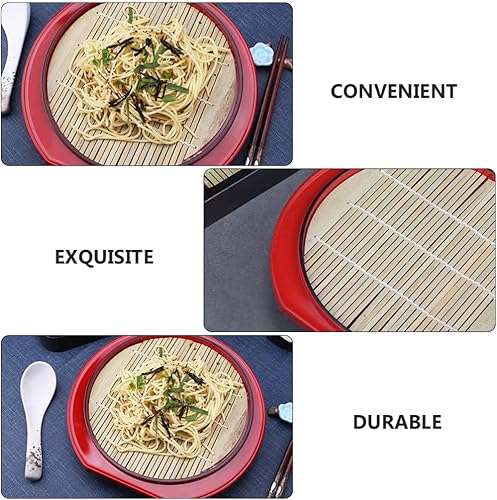 Miniatura 9 de Cabilock Bandeja de té de plato de fideos fríos de estilo japonés que sirve para bocadillos de bambú Mat Almacenamiento Contenedor de vajilla de