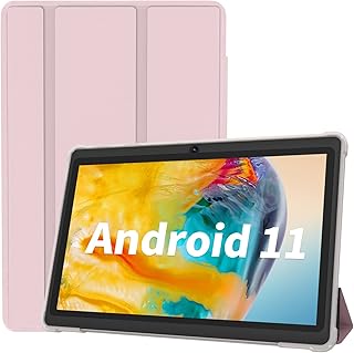 Tablet 7 Inch Android 11 32GB Storage (Expandable 128GB) 2GB RAM Tablets, Quad Core Processor Tablet PC, Dual Camera, WiFi, Type C, Include Tablet Leather Case (Pink)