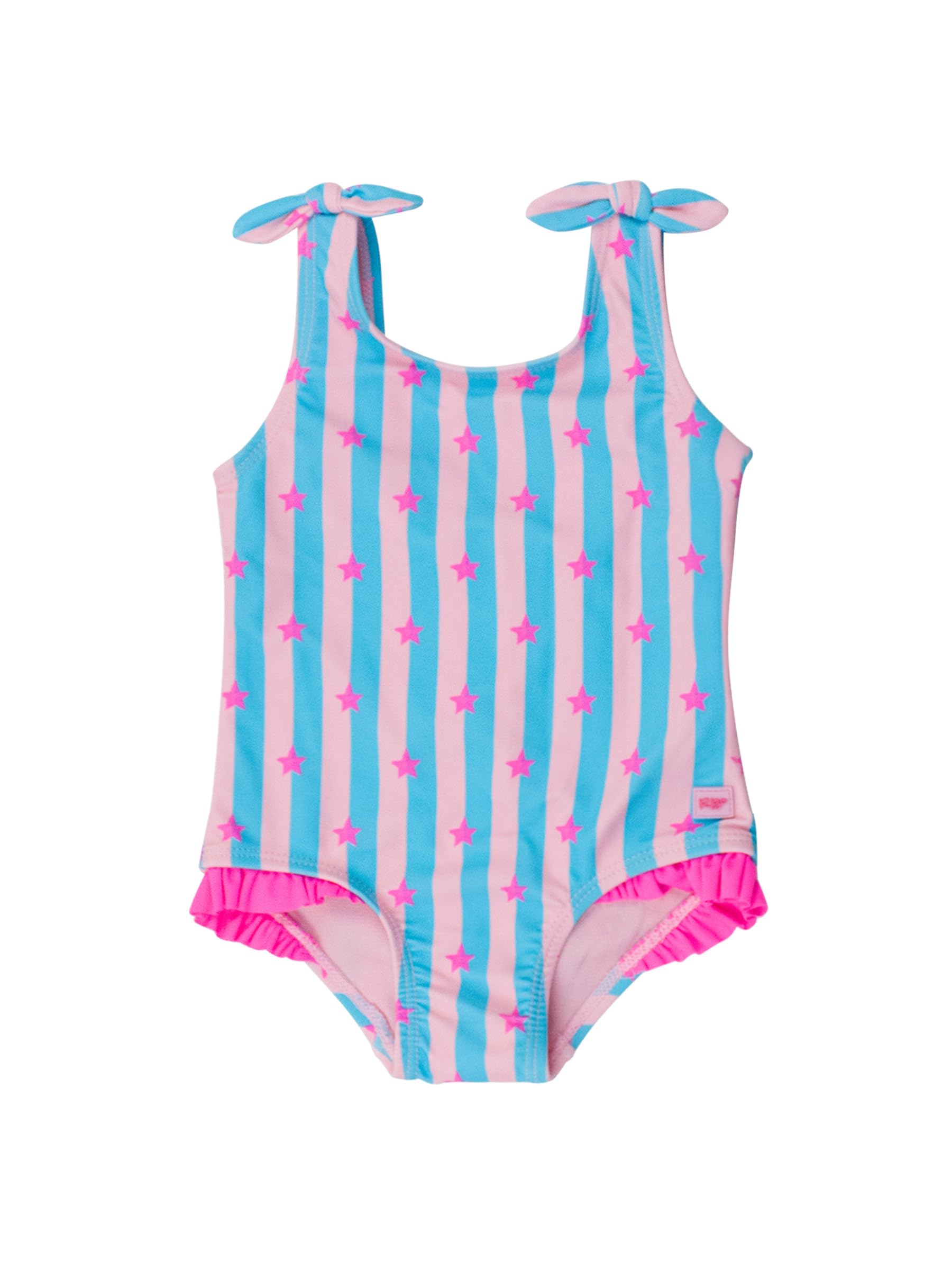 RuffleButts Girls UPF50+ Sun Protection Tie Shoulder/Cross Back One Piece Swimsuit