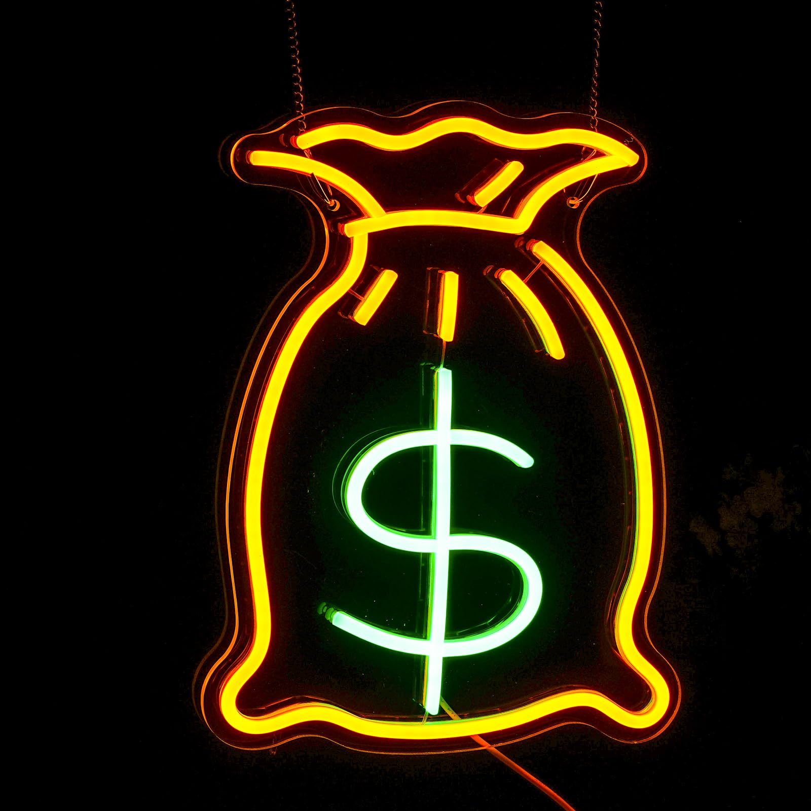 Snapklik.com : Bag Of Money Neon Sign, Neon Sign For Wall Decor, Golden ...