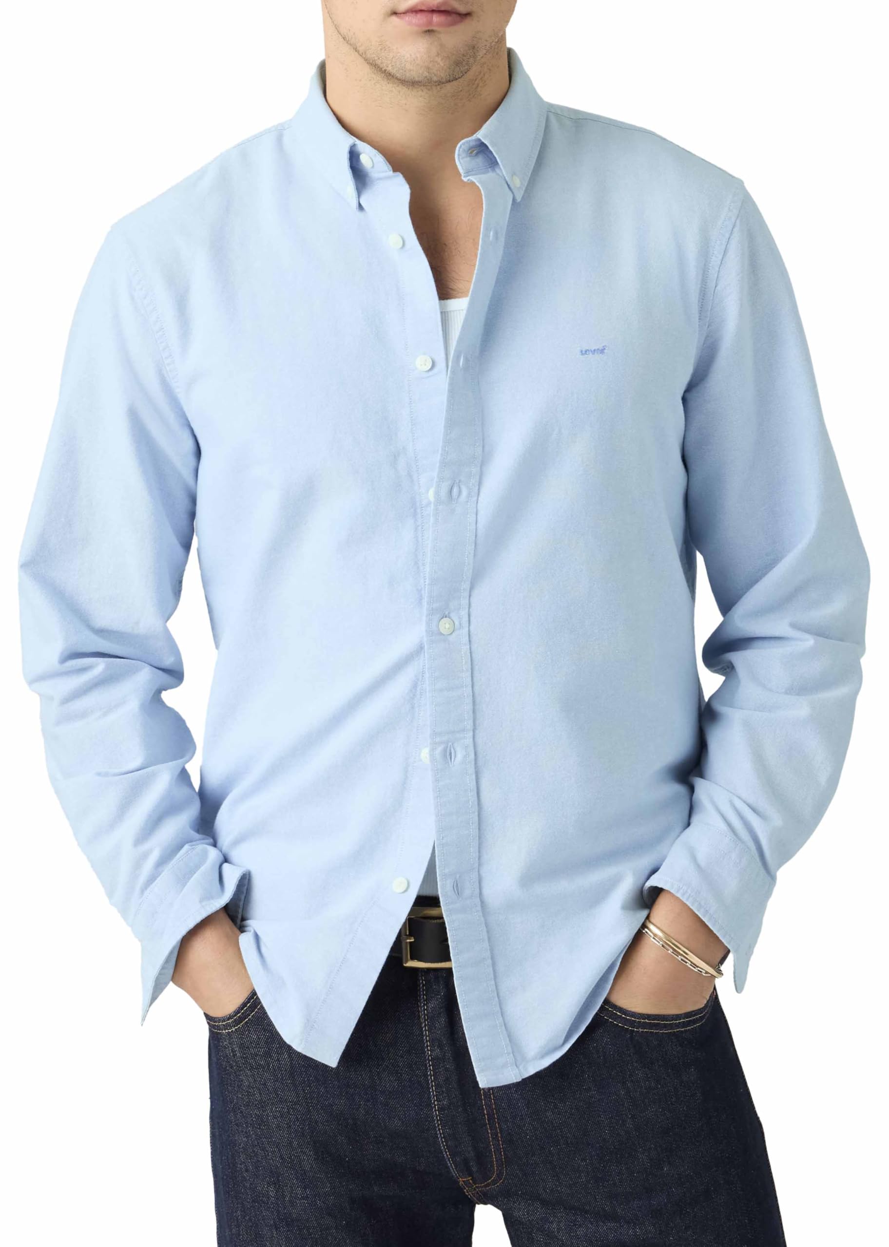 Botón down soft chambray blue camisa de algodón premium con acabado premium 7