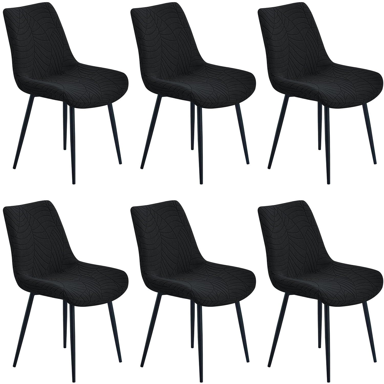 YOPOIY Modern Dining Chair Covers Mid Century Shell Chair Curved Back Slipcovers (black,Set of 6)