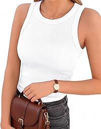 GAYHAY Womens Ribbed Tank Tops High Neck Sleeveless Soft Stretchy Slim Fit Racerback Shirts for Casual Workout Clothes