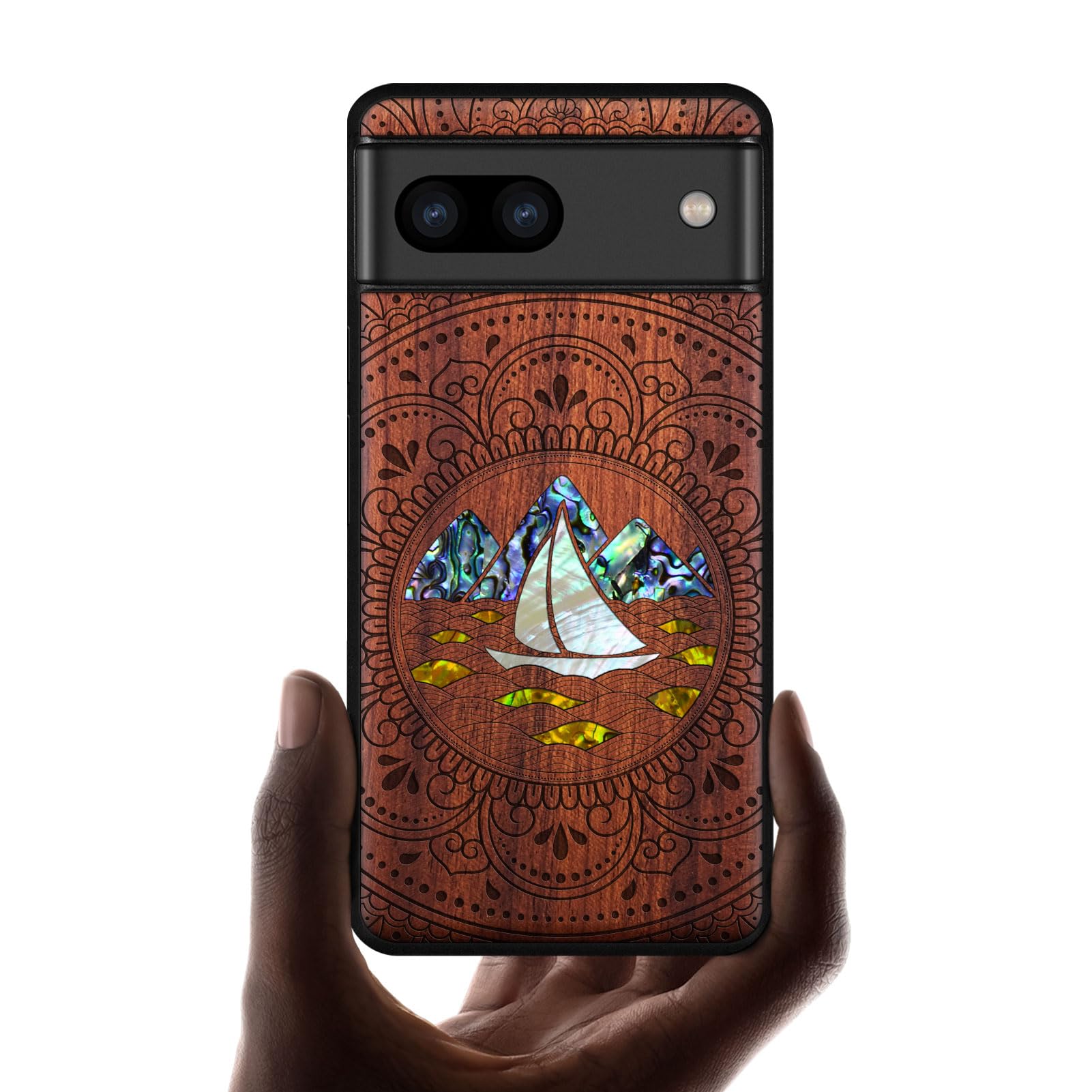 Coque Google Pixel 8 bois et nacre Mandala - Protection unique - 8