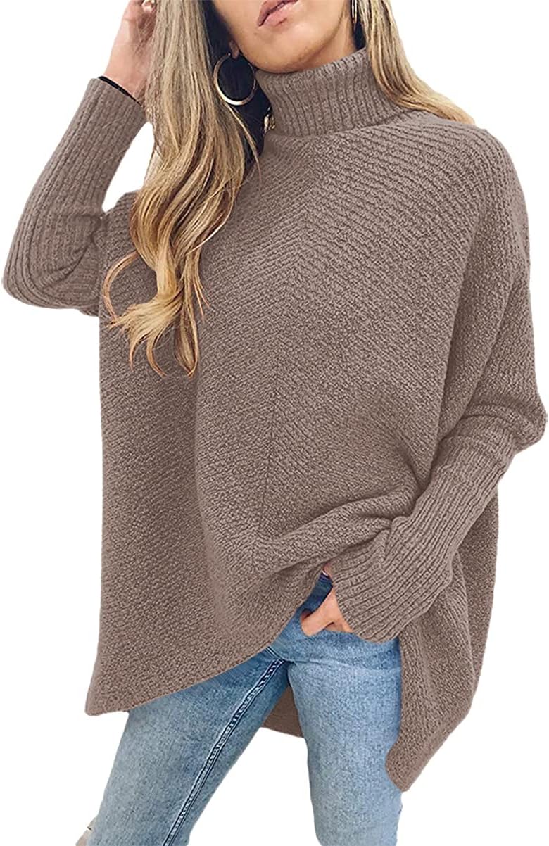 ANRABESS Womens Oversized Turtleneck Batwing Long Sleeve Casual Cozy Baggy Knit Pullover Tunic Sweater 2025 Fall Outfits - Image 5