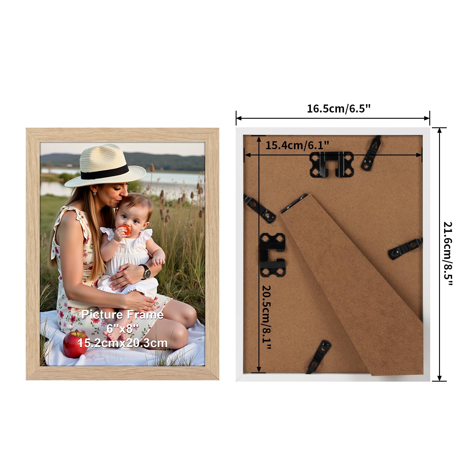 Ditwis 8x6 Photo Frame Wood Colour, Modern Natural Picture Frame for Living Room Bedroom and Office, Wall or Desk Display - Image 2