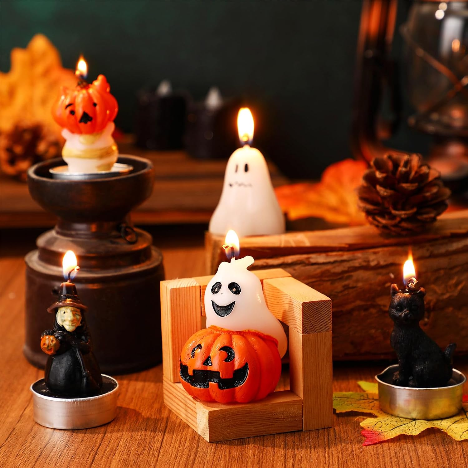Conelist 14 Pcs Halloween Ghost Candles Pumpkin Spooky Candles