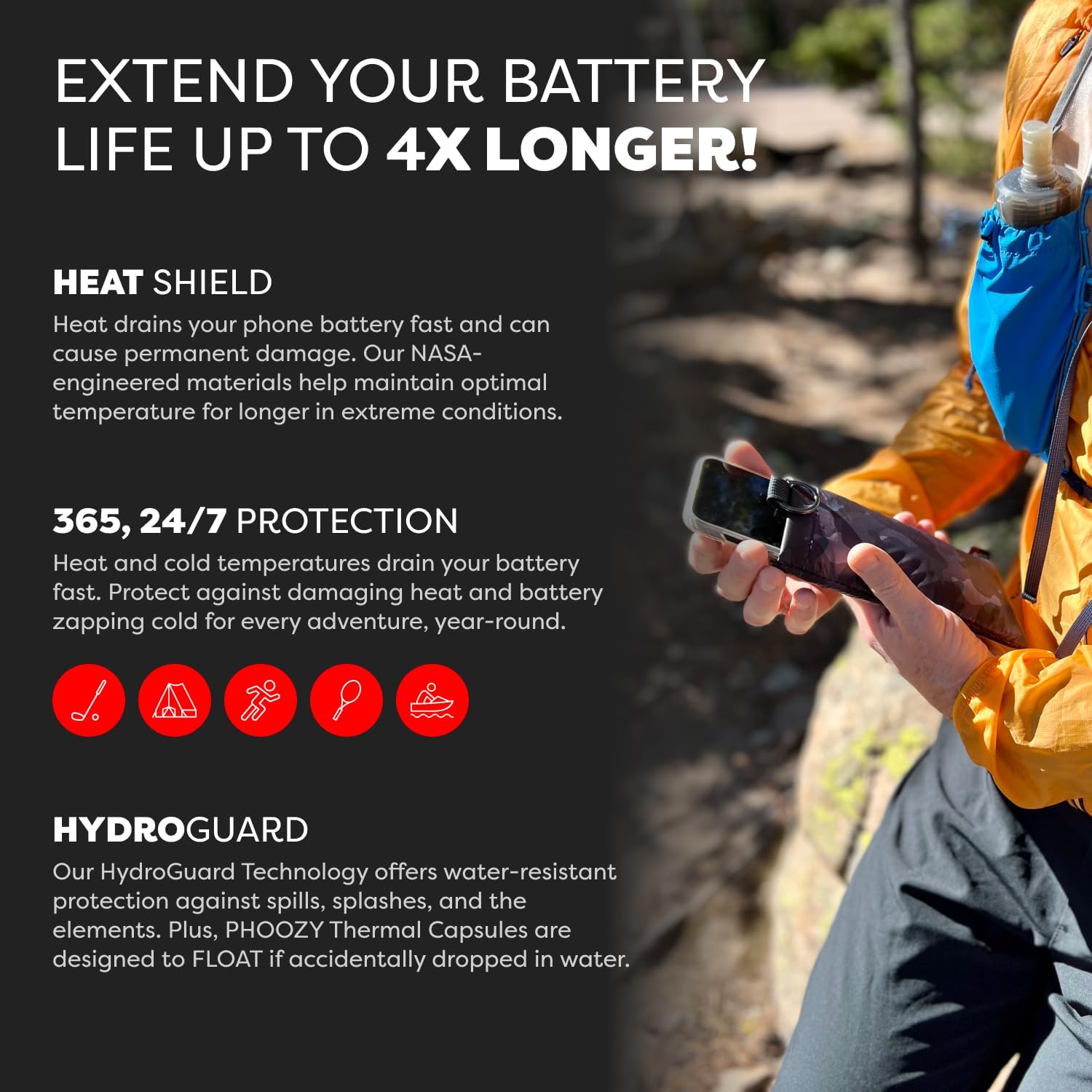 PHOOZY Thermal Phone Case - Apollo II Series (Large Pink Camo) + Tech Bag & Cable Organizer Bag for Travel Accessories (Black)