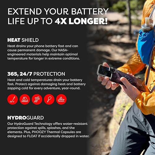 Miniatura 3 de PHOOZY Apollo II - Funda térmica para teléfono con forro antimicrobiano y llavero como se ve en Shark Tank funda aislada para clima frío que evita