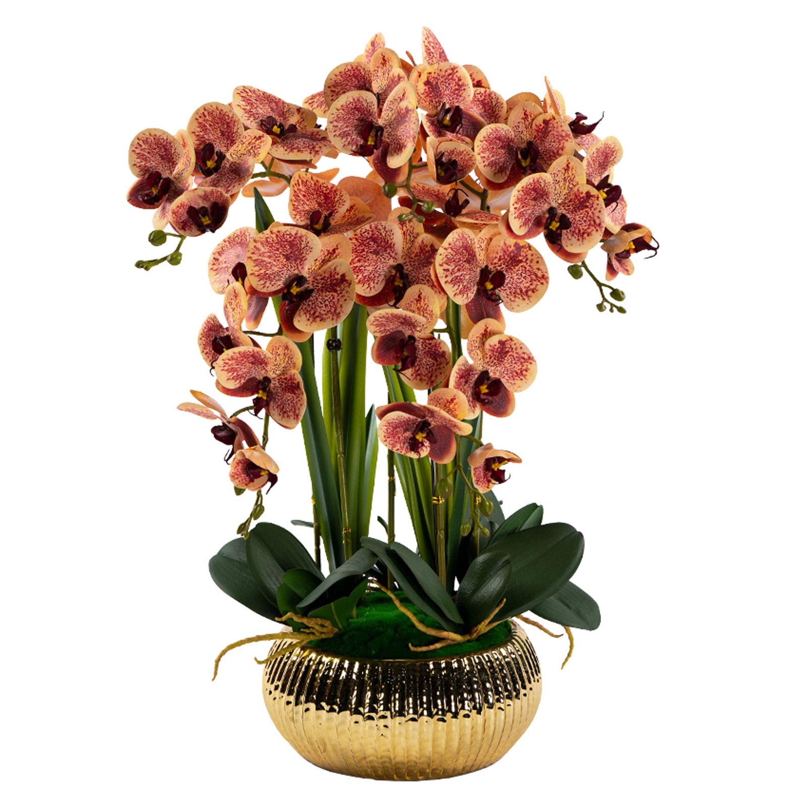 XDLEDMKIZ artificial flower Faux Orchid Silk Phalaenopsis Flower Arrangement Artificial Orchid Flowers With Ceramis Vase Wedding Party Dining Table Decor Home decor weddi
