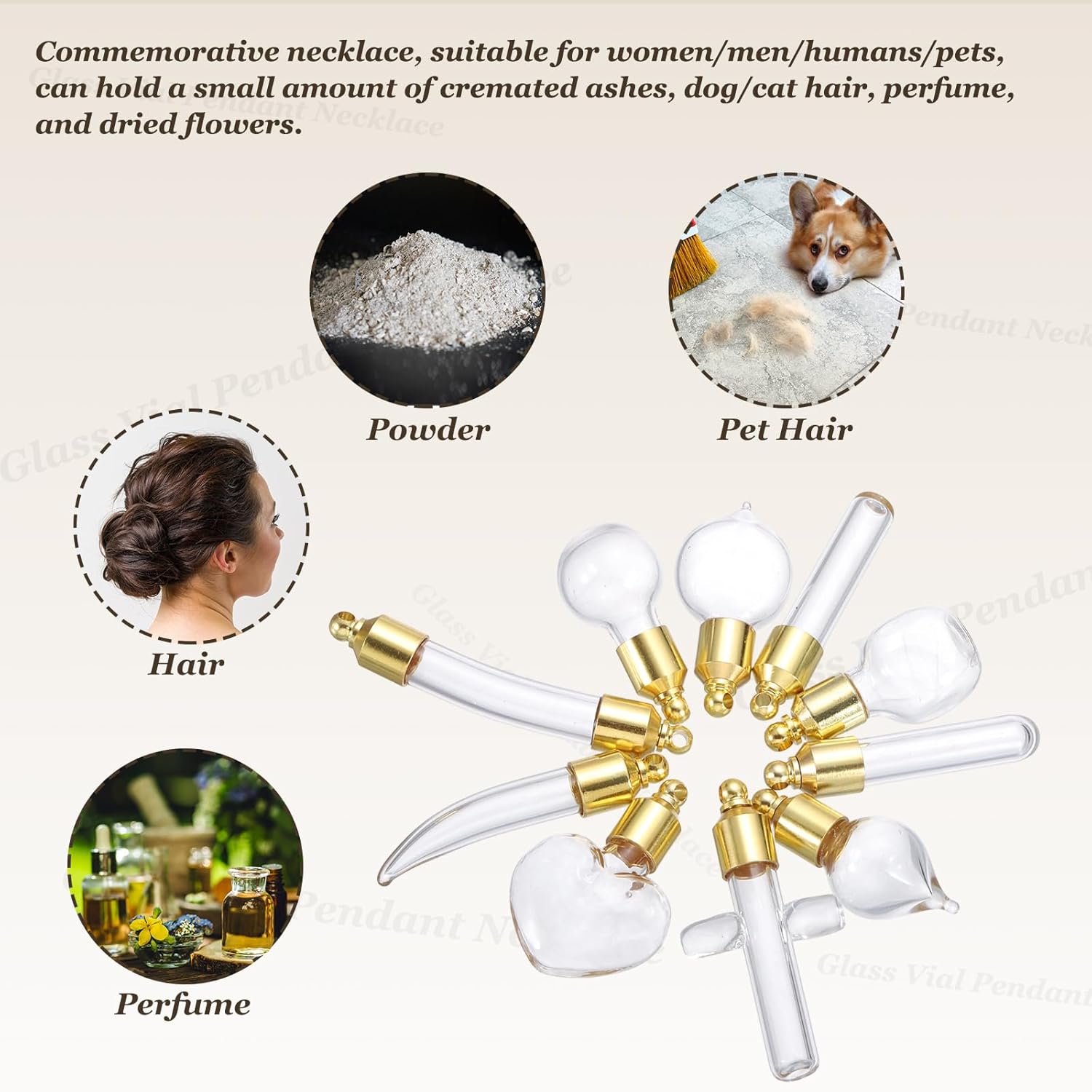 HARFINGTON Glass Vial Pendant Necklace, Perfume Bottle Necklaces Urn Container Memorial Jewelry with Screw Cap for Liquid Sand Ashes DIY Charm Souvenirs - Image 4