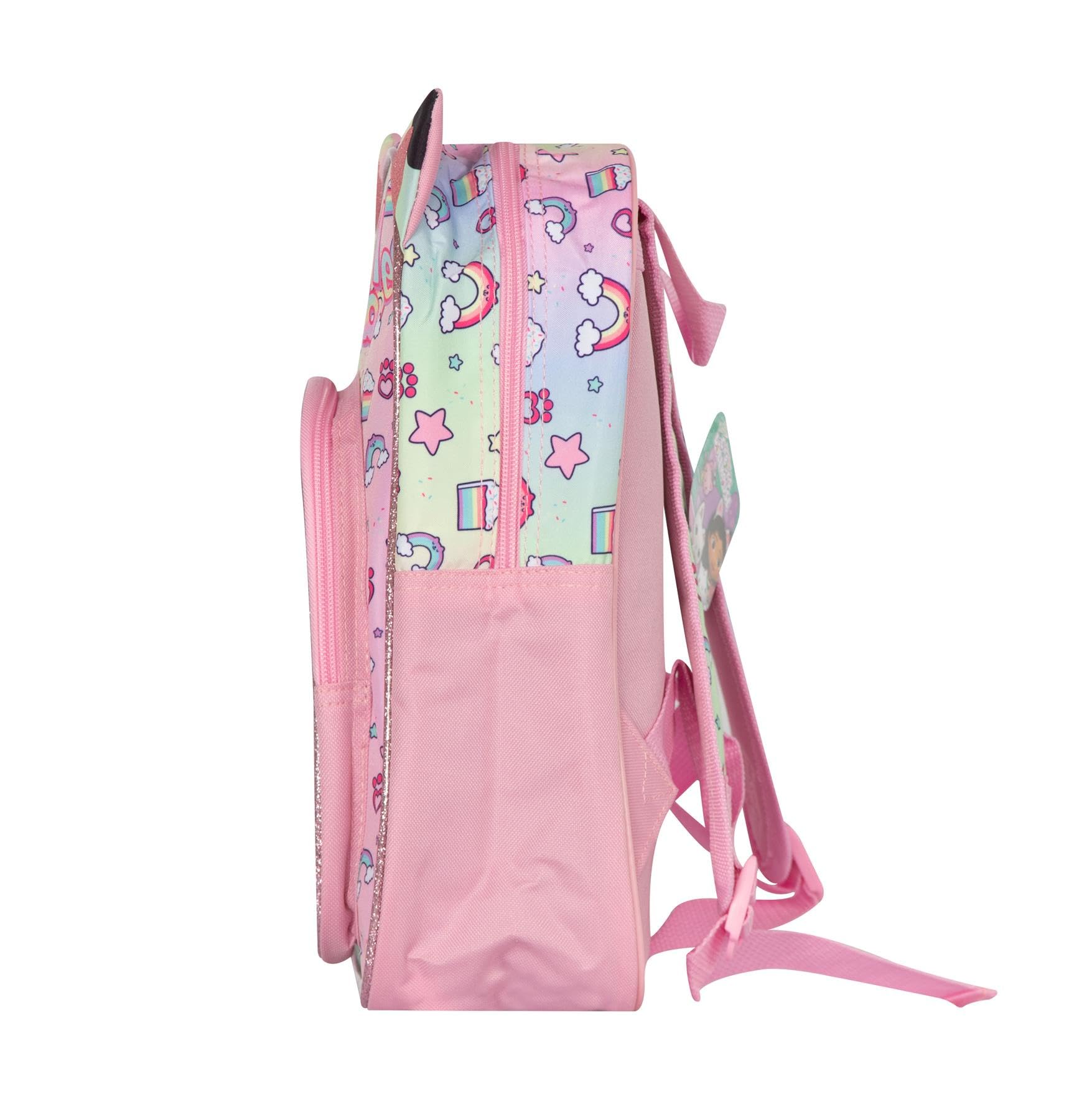 Mochila con arco de orejas de gato pastel para niños y niñas, con licencia oficial, mochila de regreso a clases, para cada viaje, personajes de televisión, mochila de guardería, correa ajustable
