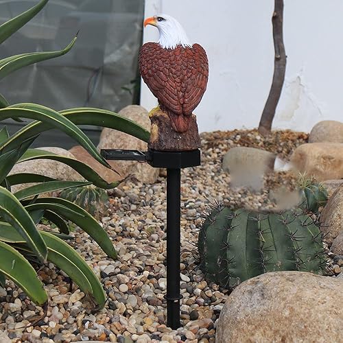 Miniatura 5 de Estatuilla de águila solar para jardín, estatuas de águila, luces solares de águila al aire libre, luz brillante decorativa para jardín, césped,