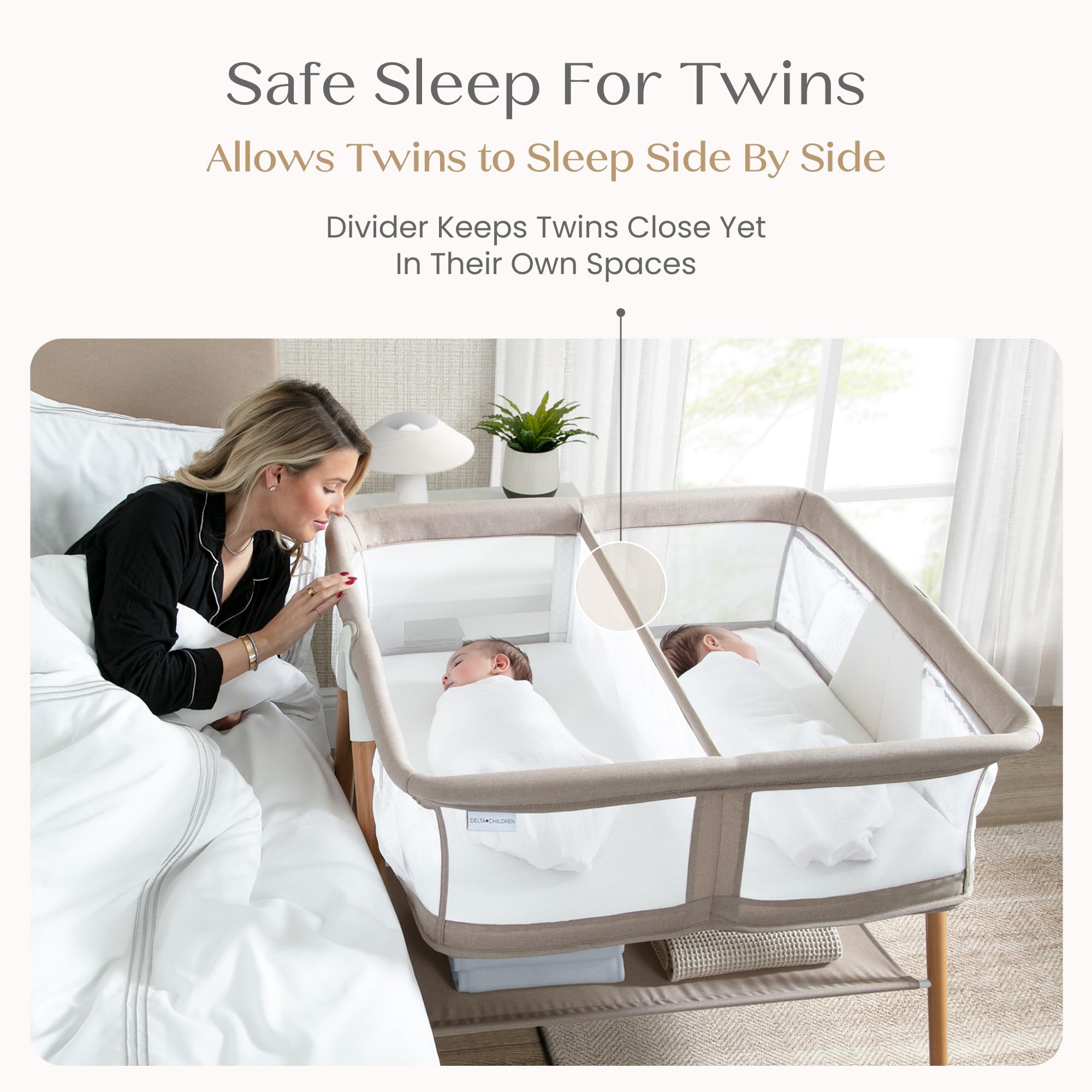 Amazon.com: Delta Children Bondi Beechwood Twin Bassinet with