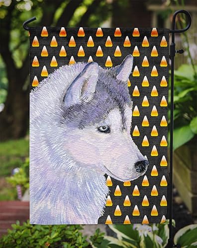Miniatura 3 de Caroline's Treasures SS4257GF - Bandera decorativa para patio exterior, diseño de maíz y caramelo de Husky siberiano, diseño de maíz, jardín, tamaño