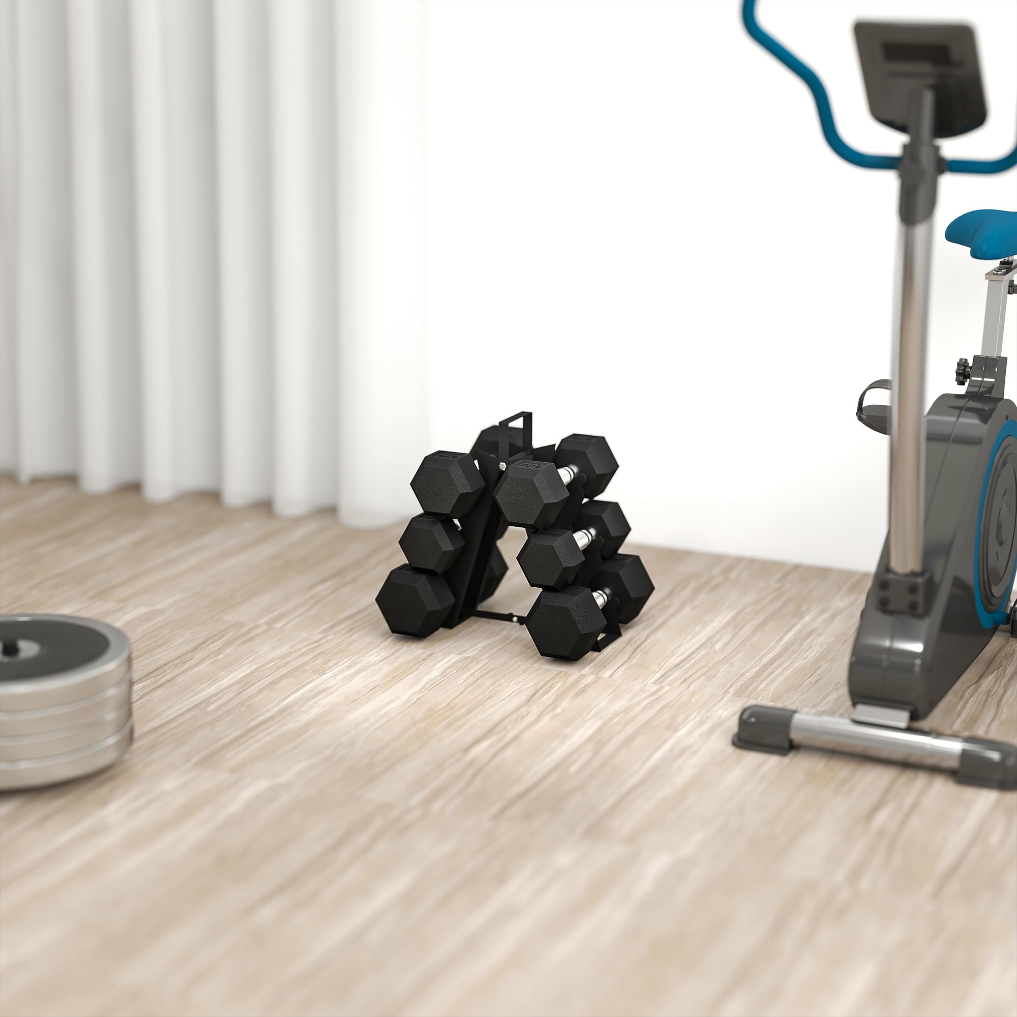 SPORTNOW Juego de Mancuernas de 6 Piezas 30 kg/36kg, Mancuernas Hexagonales2x2kg-2x8kg, con Soporte de Almacenamiento y Mango Antideslizante para Entrenamiento en Casa Gimnasio, Negro