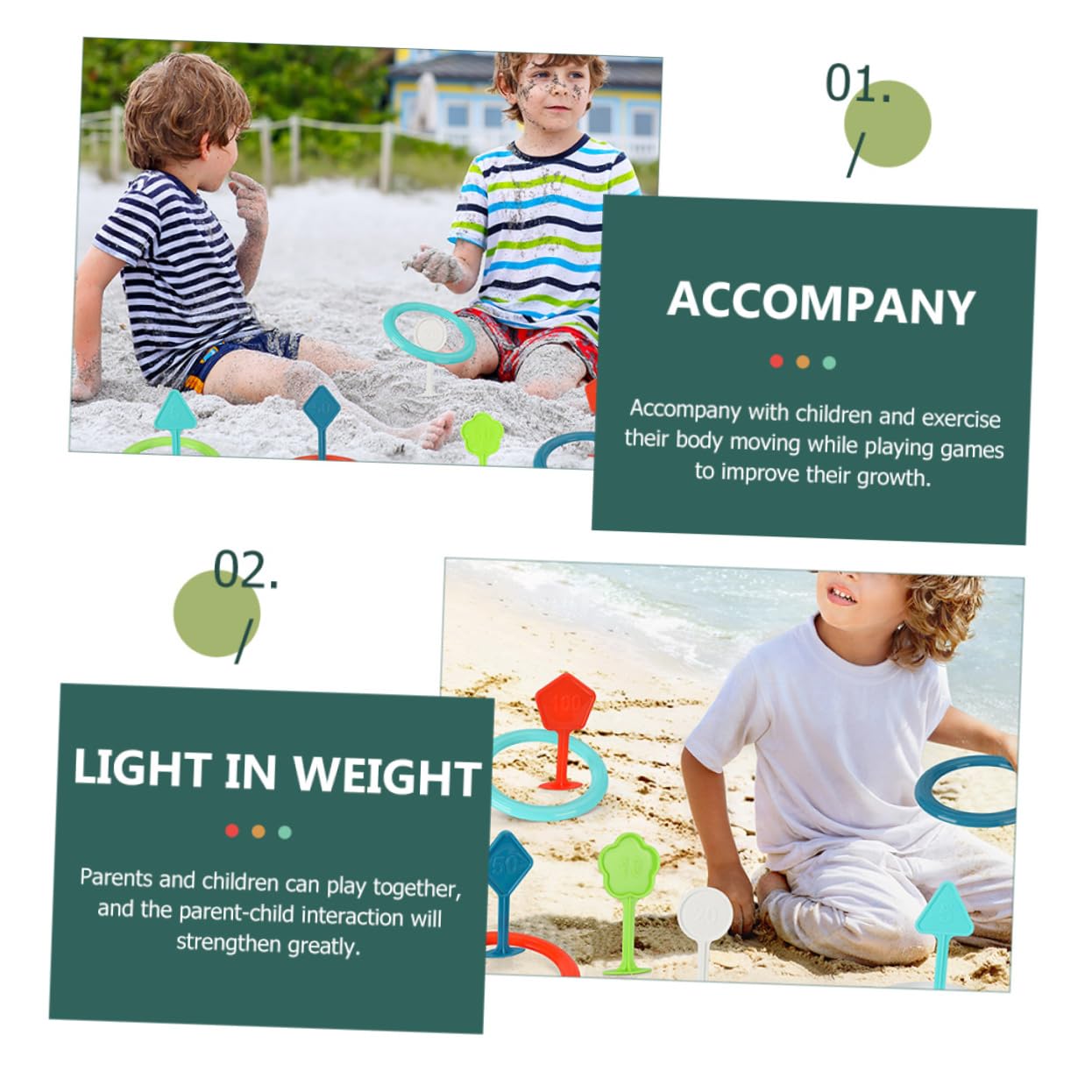 VICASKY 1 Set Ring Toss Game Beach Toss Game for Outdoor Fun for Parent Interaction Cognitive Development Durable Reusable Design