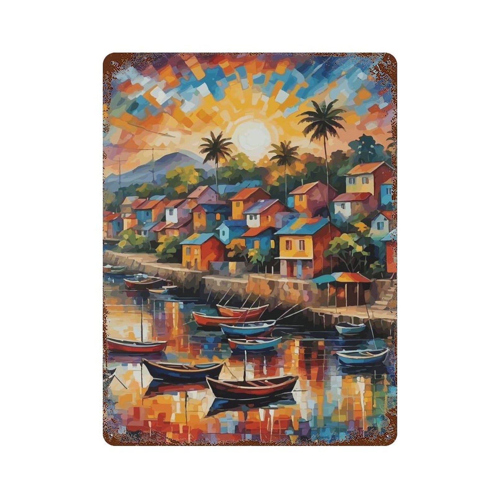 Cedros Village Retro Metal Sign 15.7"x11.8", Ideal for Shed, Workshop And Garage Wall Decor