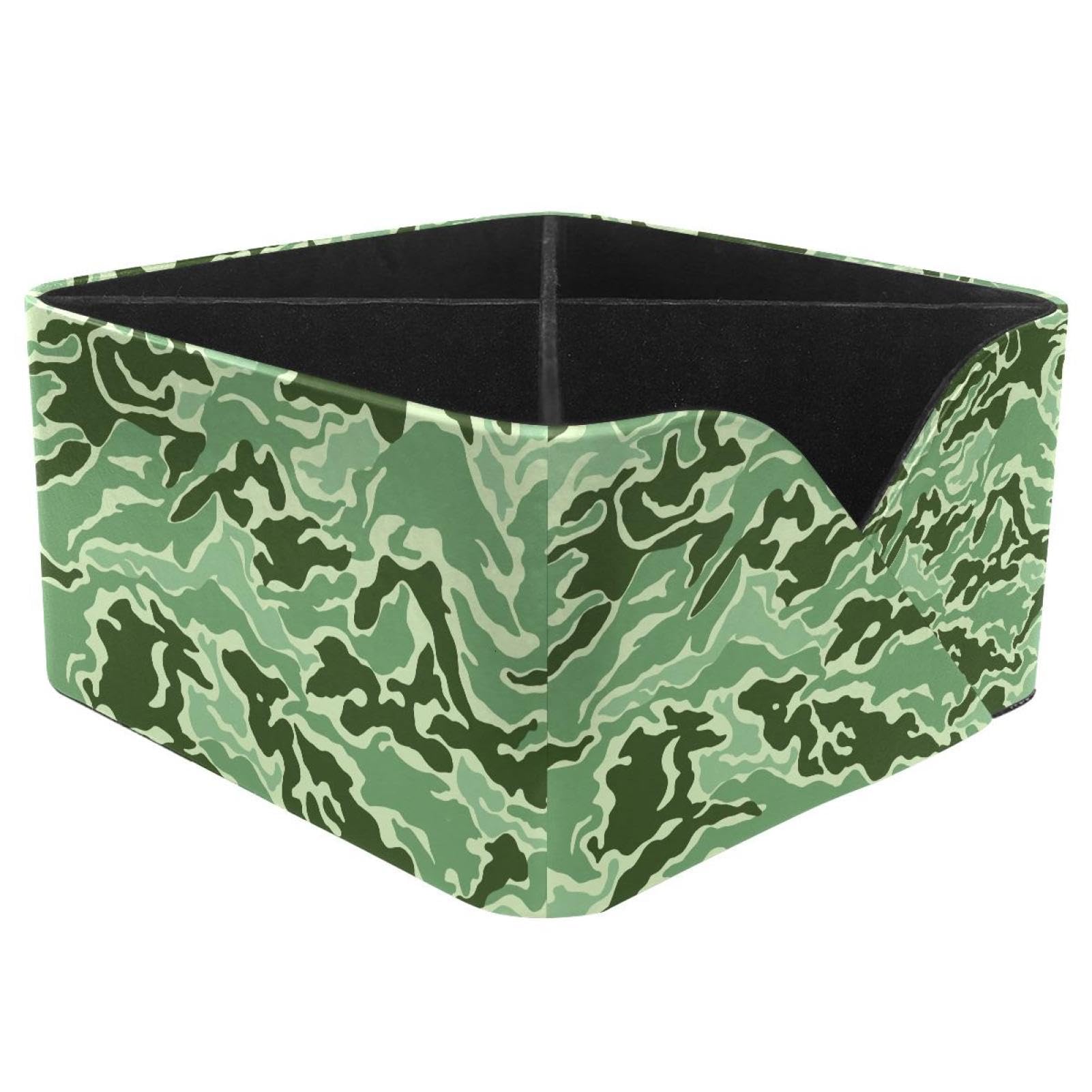 KengjuTesu Camouflage Print Desktop Organizer Pen Holder, Rectangular Pencil Cup for Office, Study and Makeup Stations