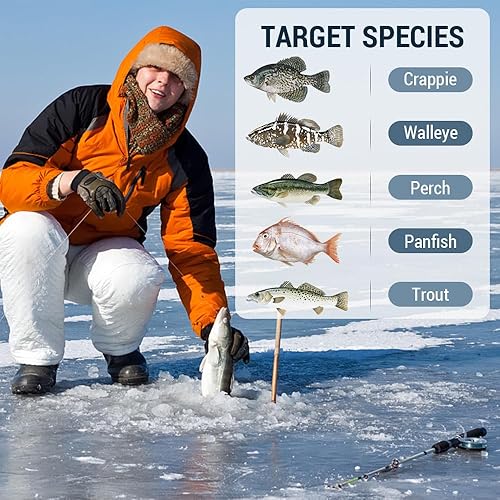 Miniatura 5 de Lixada Conjunto de equipo de pesca en hielo, ligero, portátil, caña de pescar y carrete combinado con pala de pesca en hielo y gancho de pesca en