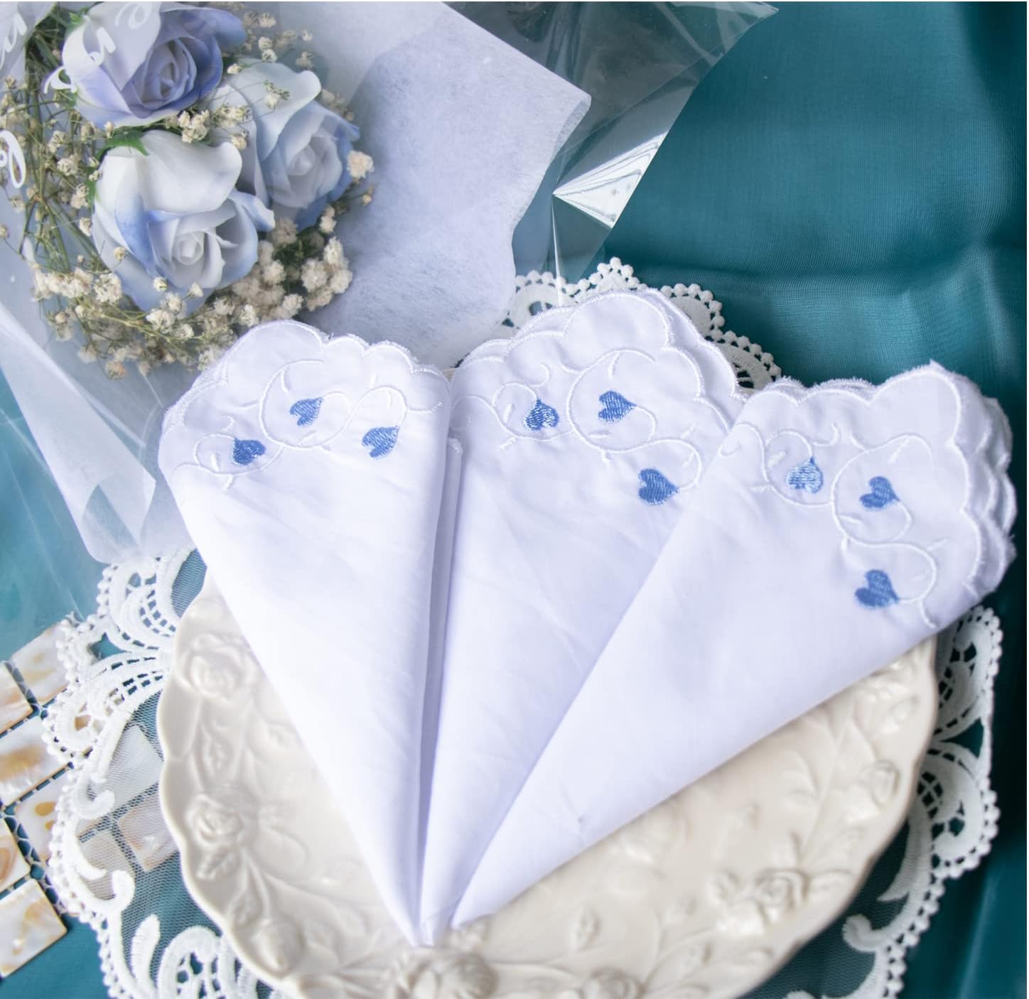 CoCoUSM Womens Handkerchiefs Lace Embroidered Cotton Handkerchiefs Bulk - Image 7