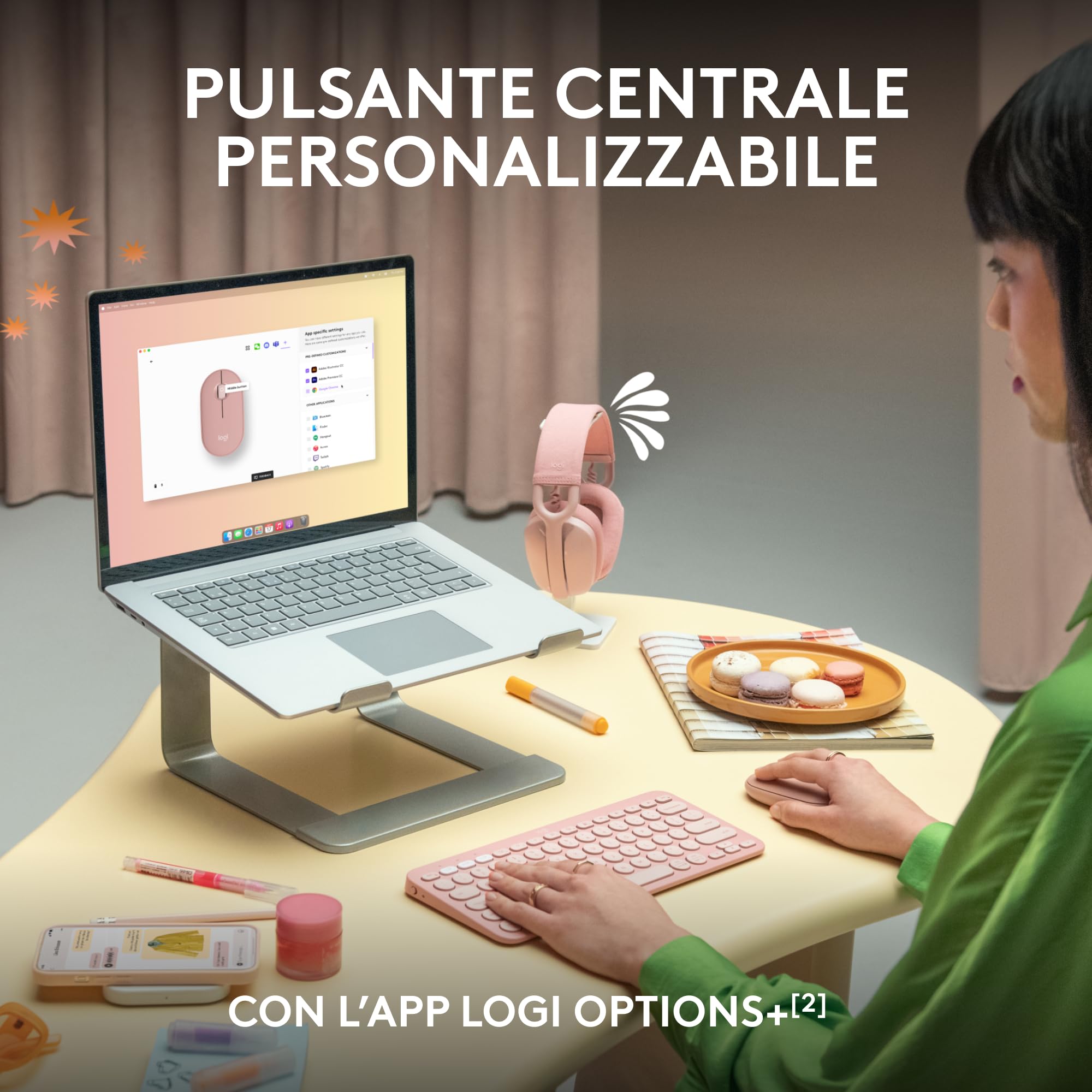 Logitech Pebble Mouse 2 M350s Wireless Bluetooth Slim, Portable, Lightweight, Customizable, Discrete Clicks, Easy-Switch for Windows, MacOS, iPadOS, Android, Chrome OS - White