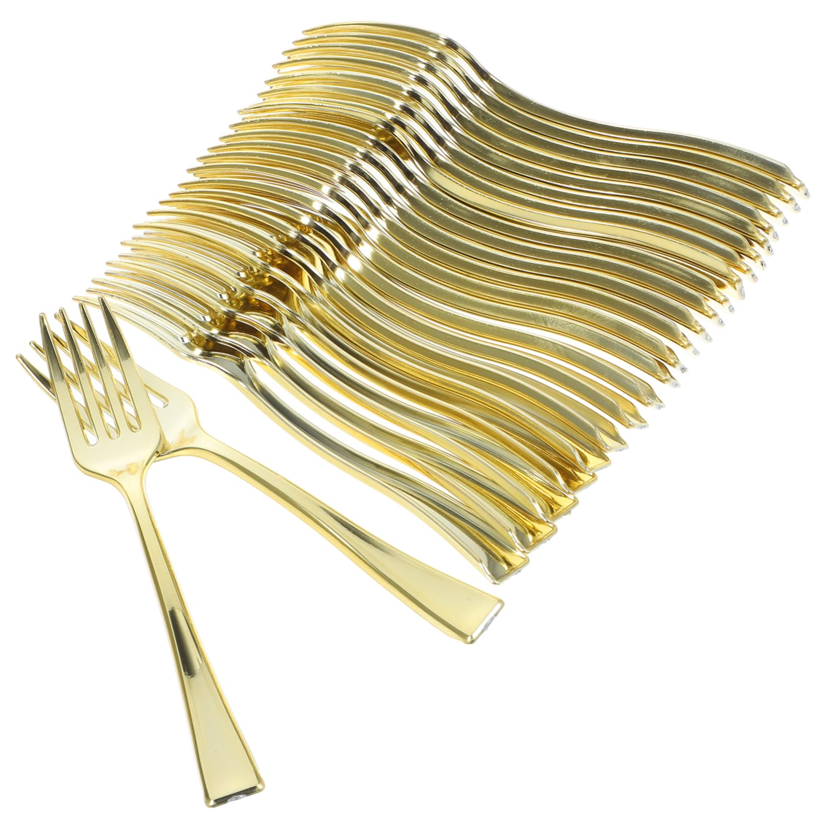 SOLUSTRE Mini Gold Forks for Desserts 24 Pack Plastic Appetizer Forks Mini Desert Cups Party Supplies