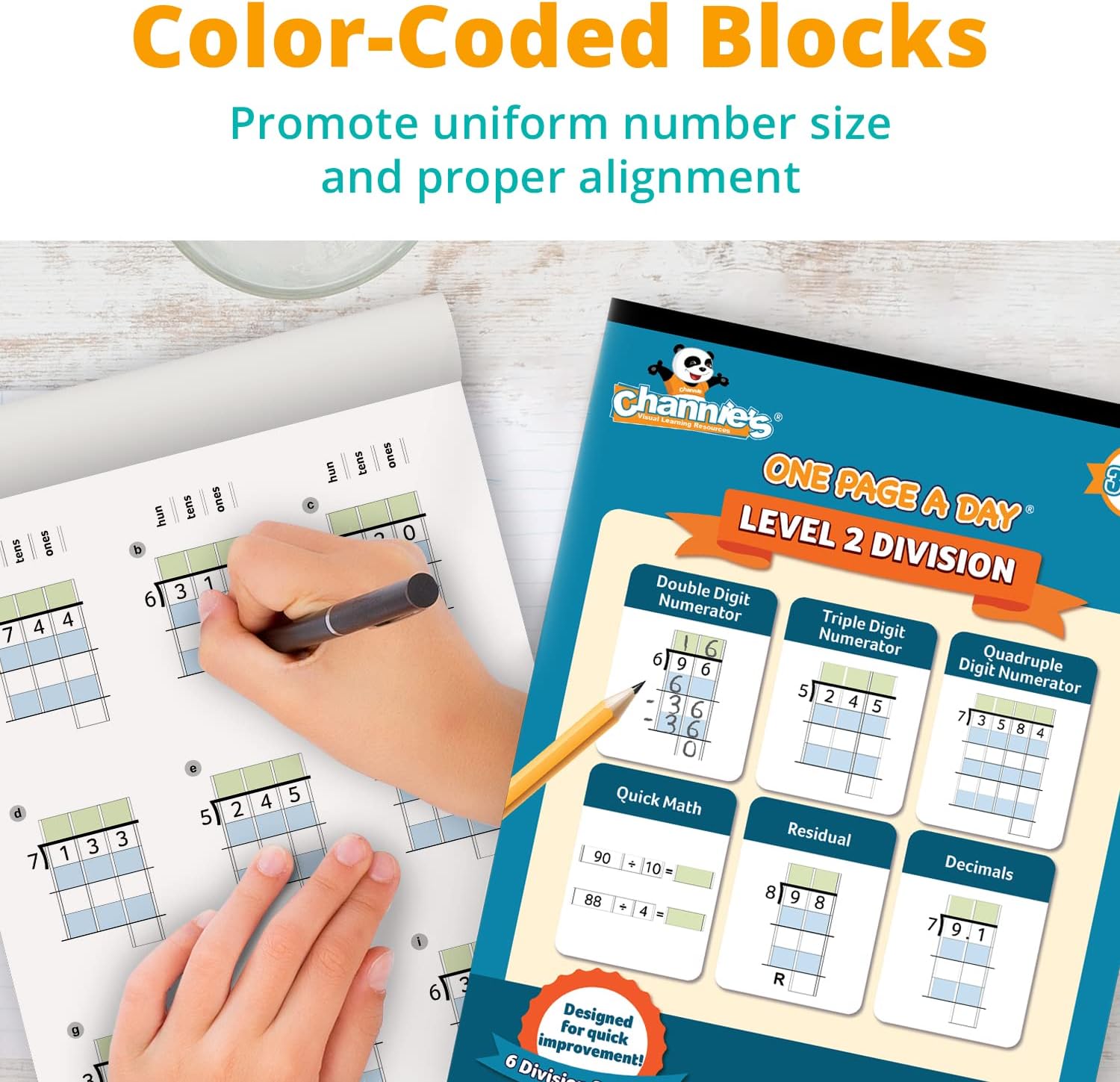 Channie’s One Page a Day Level 2 Division Workbook, Educational Math Activity Book for Kids, Ideal for 3rd to 5th Grade, 50 Pages of Level 2 Divisions for Daily Practice with Answer Sheets Included