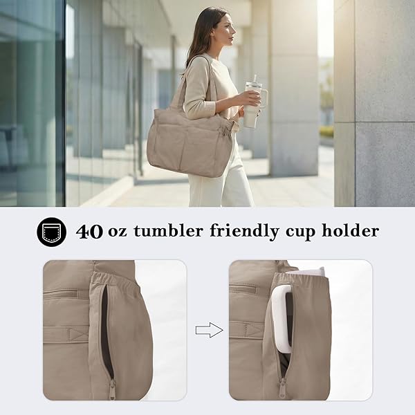 Mominside Diaper Bag Tote - Tote Diaper Bag Baby Bag with Insulated Pockets, Changing Pad, 23L Travel Diaper Bag Hospital Bag for Labor and Delivery for Mom, Work & Weekend Trips,Brown - 3