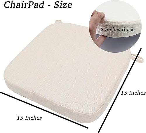 Miniatura 4 de Cojines para sillas de comedor, gruesa y cómoda, antideslizante, para asiento de cocina, con funda lavable a máquina 15 x 15 x 2 pulgadas), color