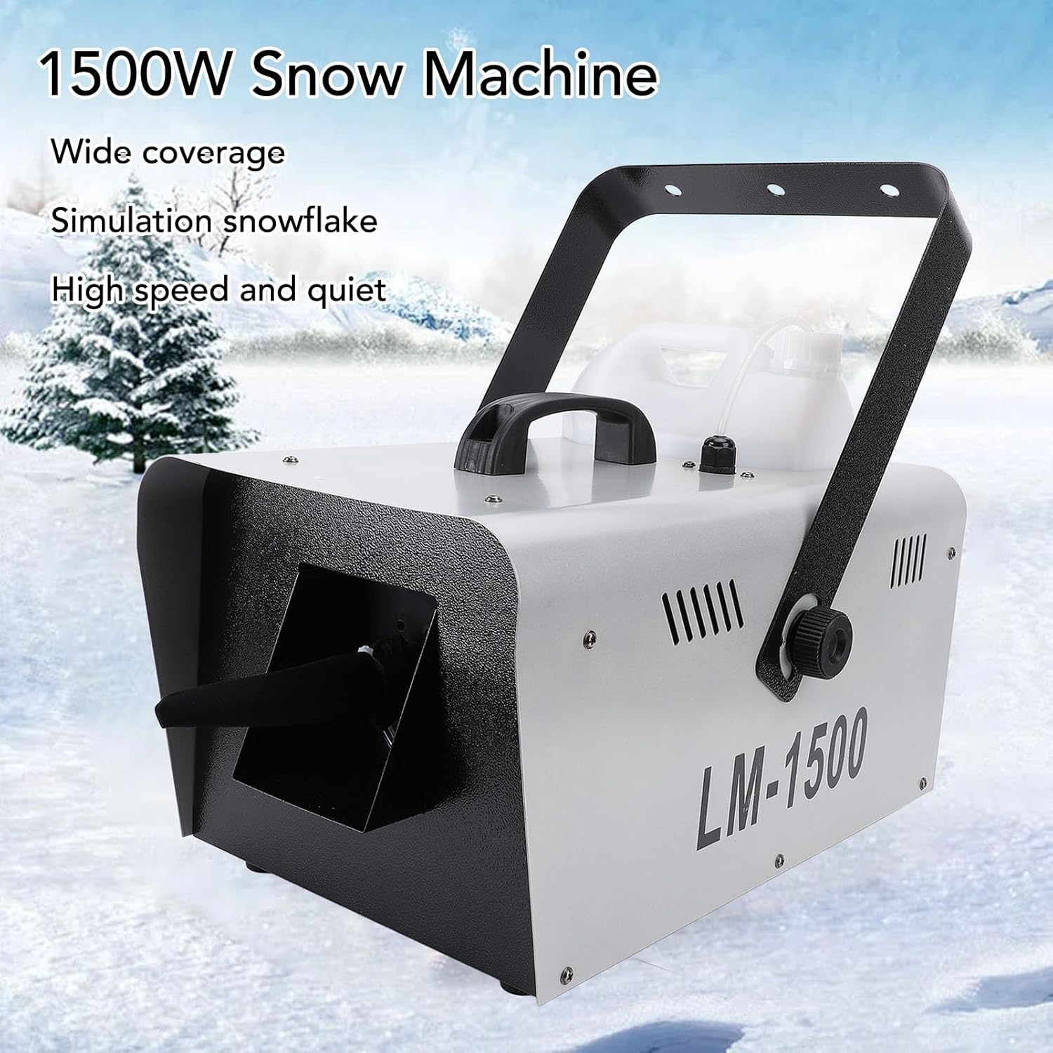 1500W Snow Machine, Fake Snow Making Machine with Wired & Remote Control, High Output Artificial Snowflake Maker, for Indoor Outdoor Decoration (US Plug 100‑240V)