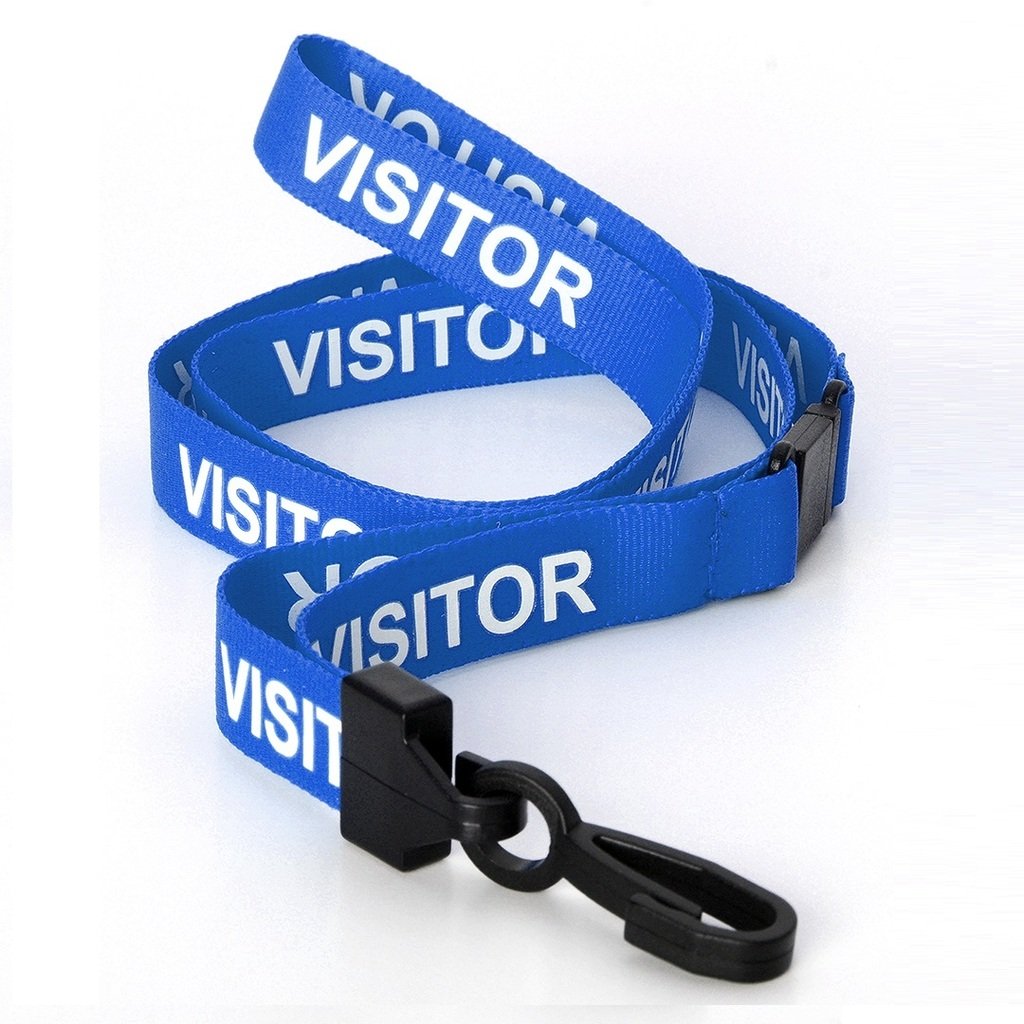 Ckb Ltd Blue Visitor Lanyards Breakaway Safety Lanyard Neck Strap Swivel Plastic Clip For Id Card Holder - Pull Quick Release Design (Pack Of 100, )