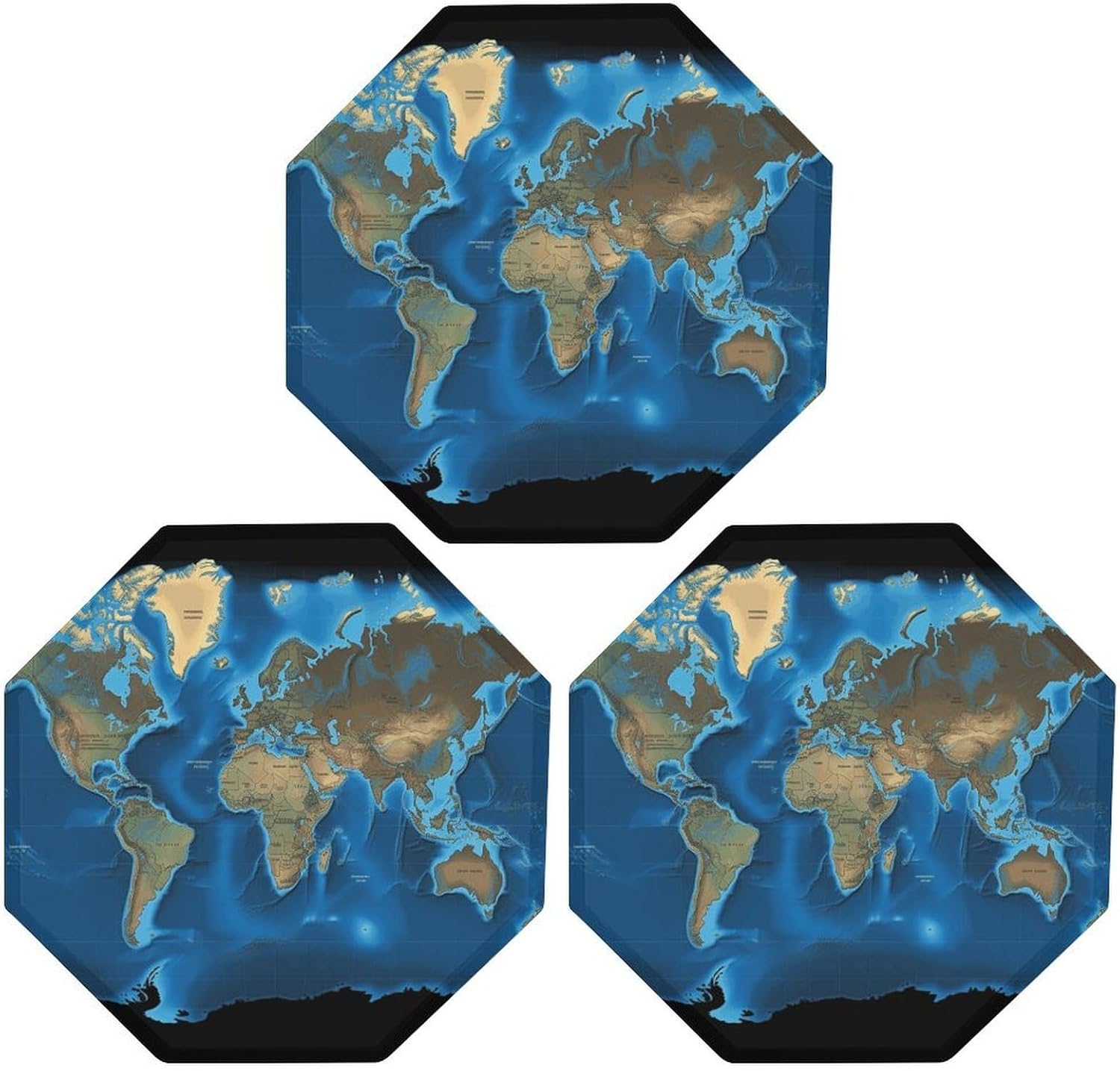 Ctagon Metal Sign for Home, Modern Display Plate for Kitchen, World Map Plates Accent Hanging Wall Decorations 3PCS for Living Room, Bedroom, Hallway, Hotel