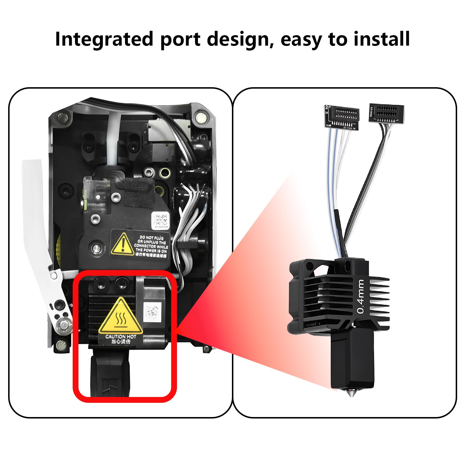 Kit complet Hotend P1S P1P, tête d'impression Hot End complète avec chauffage en céramique, thermistor, buse en acier durcie de 0,4 mm, Hotend de rechange pour imprimante 3D Bambu Lab série P1